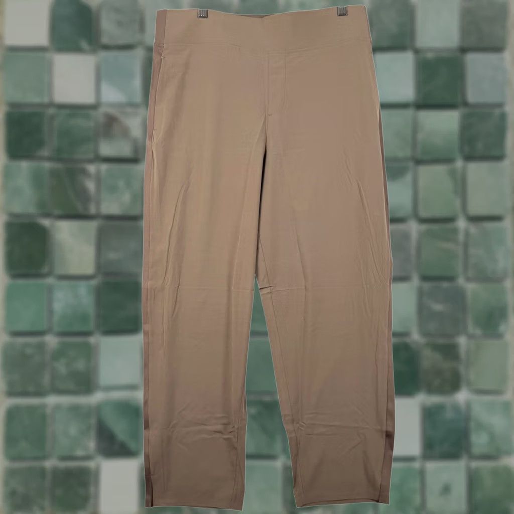 Vintage Womens Ankle Pant Beige 4-Way Stretch Ribbed Waistband Pull On 34 in Waist Tapered Leg Pocket Quick Dry Casual Travel Workwear Linen? Size 36" / US 14 / IT 50 - 1 Thumbnail