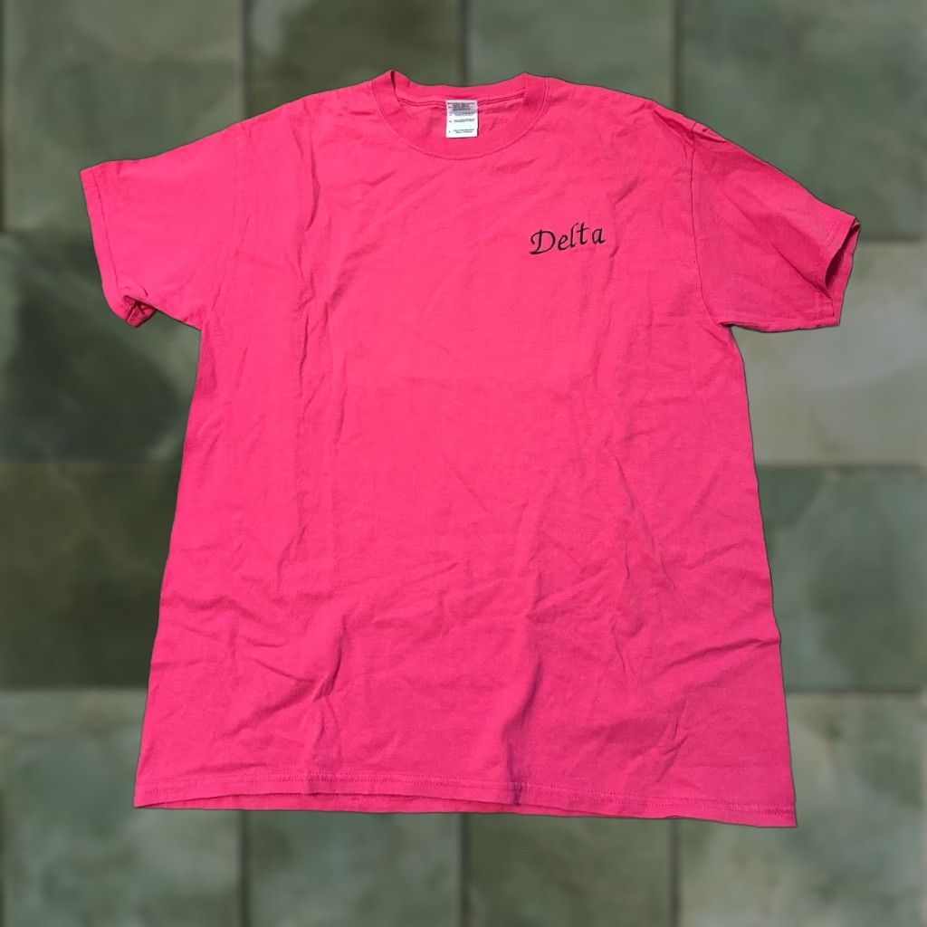 Gildan GILDAN Women's T-Shirt Pink Size L Embroidered "DELTA" Crew Neck Short Sleeve Casual Size L / US 10 / IT 46 - 1 Thumbnail