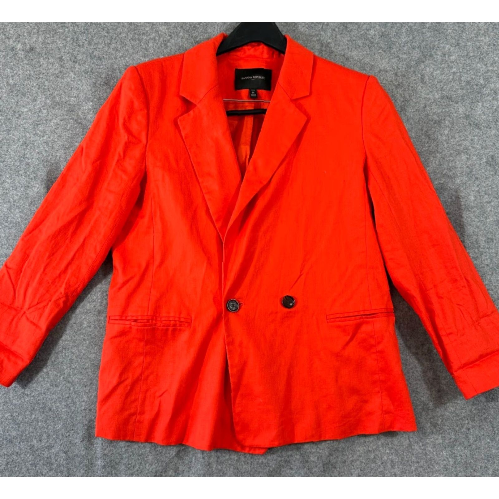 Banana Republic Banana Republic Blazer Womens 14 Petite Red Linen Blend Stretch Double Breasted Lined Jacket Size XL / US 12-14 / IT 48-50 - 2 Thumbnail