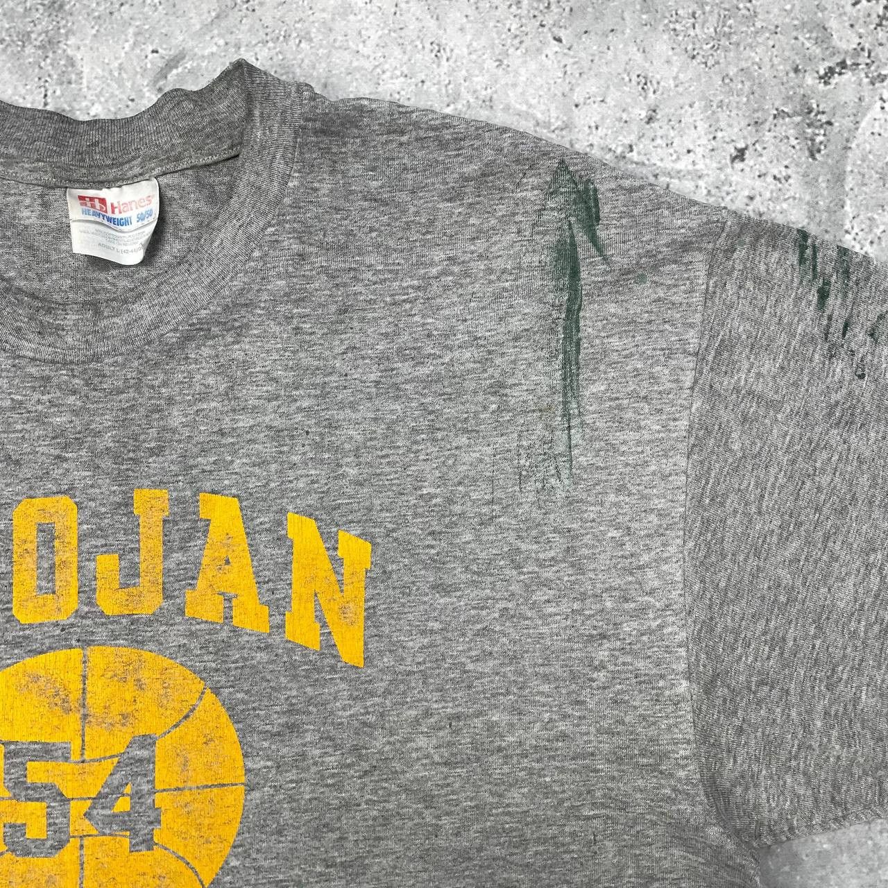 Vintage Vintage 90s Trojan Basketball Painter Thrashed T Shirt Size US L / EU 52-54 / 3 - 7 Thumbnail