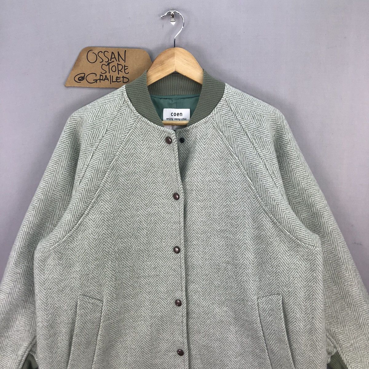 Japanese Brand Y2K Coen Herringbone Long Wool Jacket Size US M / EU 48-50 / 2 - 4 Thumbnail