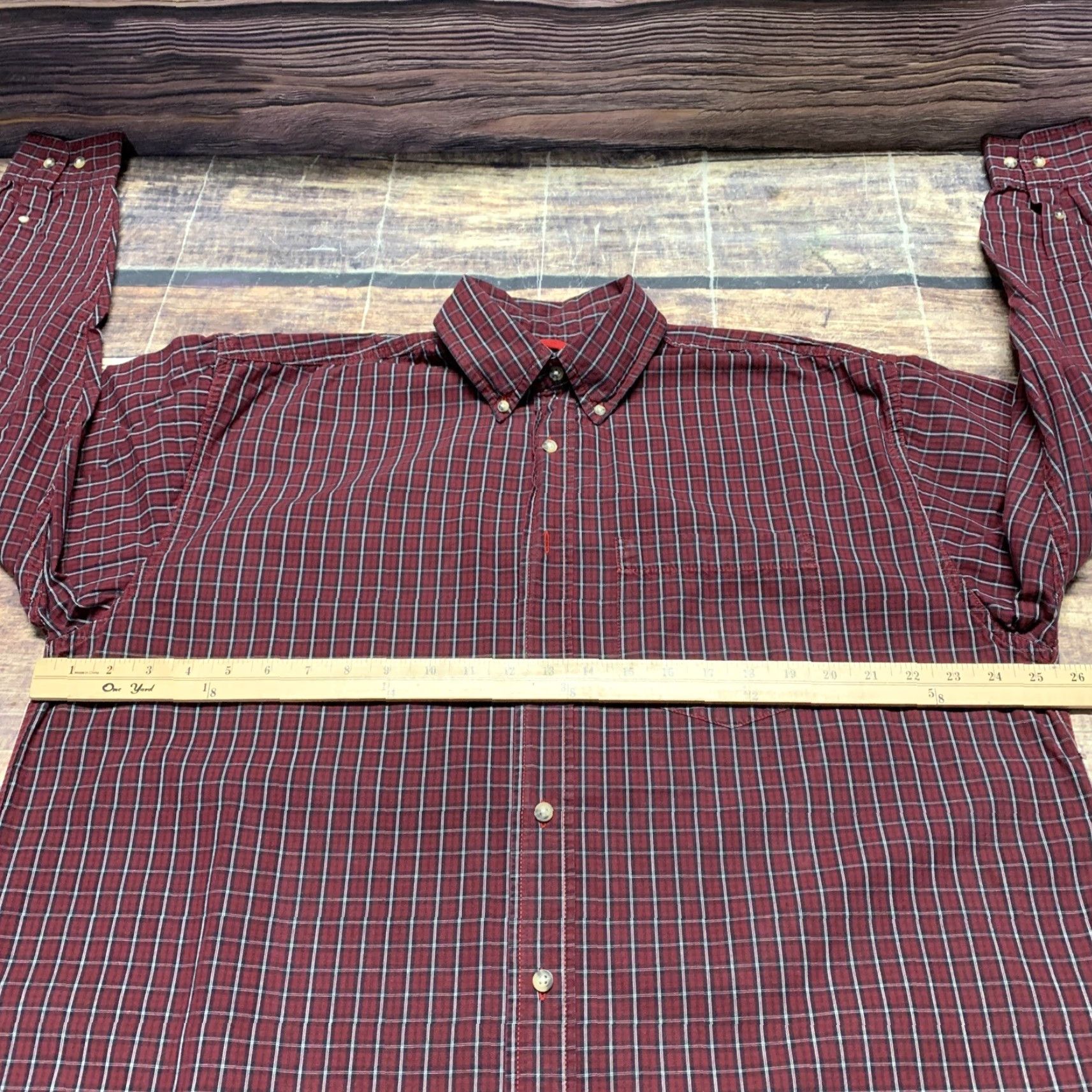 Wrangler Wrangler Mens Western Shirt Button Down Plaid Red Large Long Sleeve Size US L / EU 52-54 / 3 - 2 Thumbnail