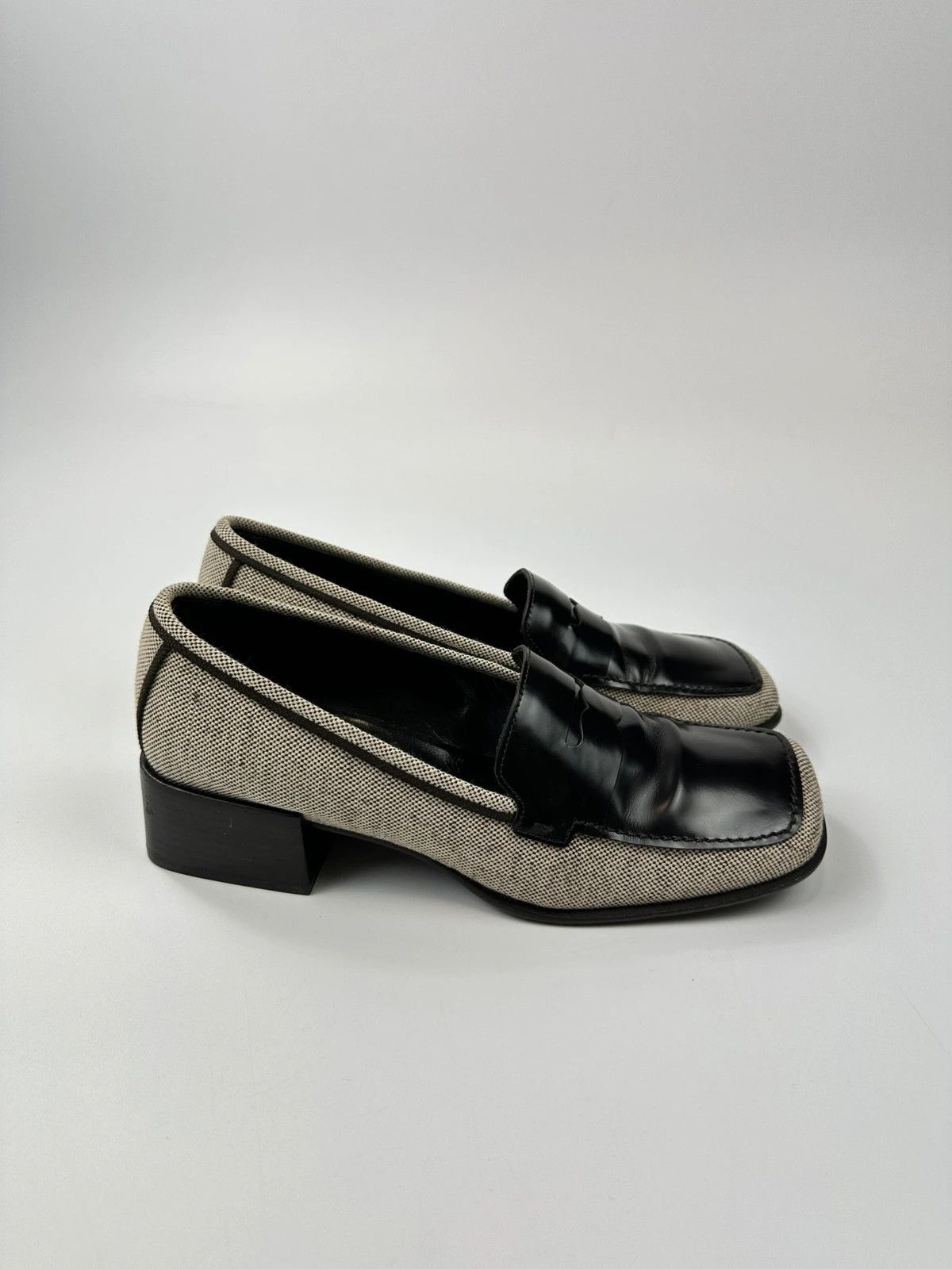 Prada Prada Milano SS1999 Linen & Leather Grey & Black Loafer Size US 9 / IT 39 - 3 Thumbnail