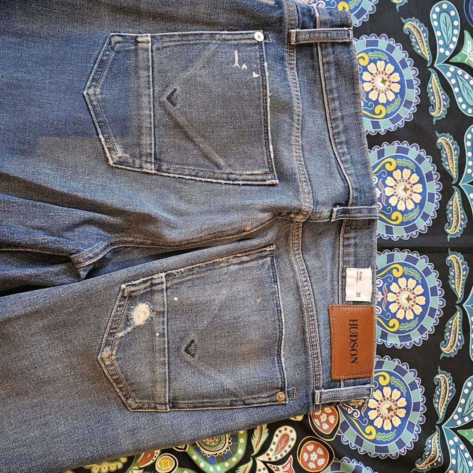 Hudson Hudson Men's Distressed Blue Jeans Size 31 Slim Size US 31 - 6 Thumbnail