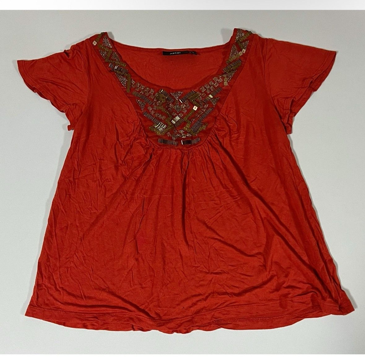 Apt. 9 Apt. 9 Beaded Y2K Short Sleeve Shirt Top Blouse Tee Size M ✨ Size M / US 6-8 / IT 42-44 - 1 Thumbnail