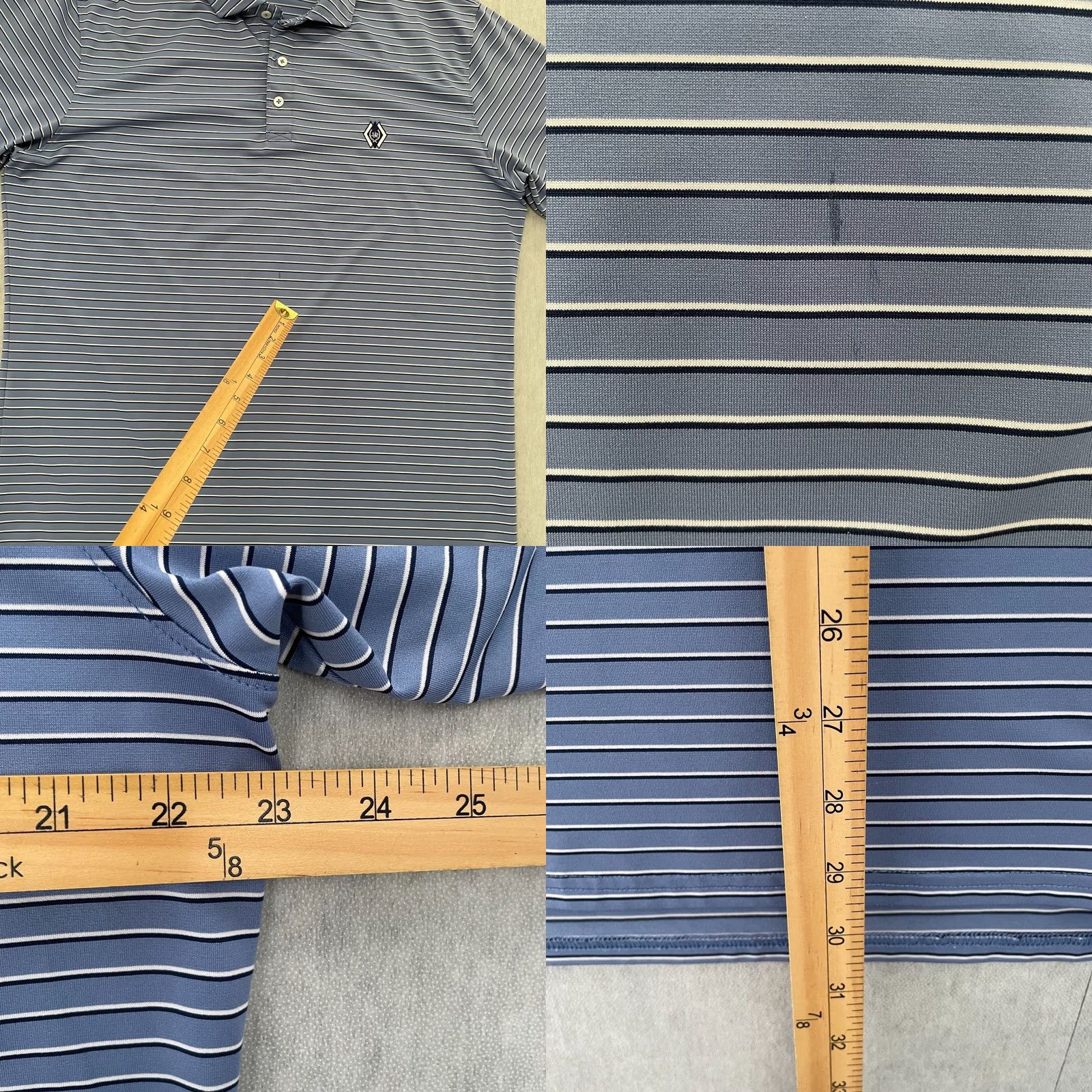Vintage Holderness & Bourne Polo Adult Large Blue The Sutton Diamond Run Golf Club Shirt Polo Blue Striped Logo Embroidered Men Mens Golf Size US L / EU 52-54 / 3 - 8 Thumbnail