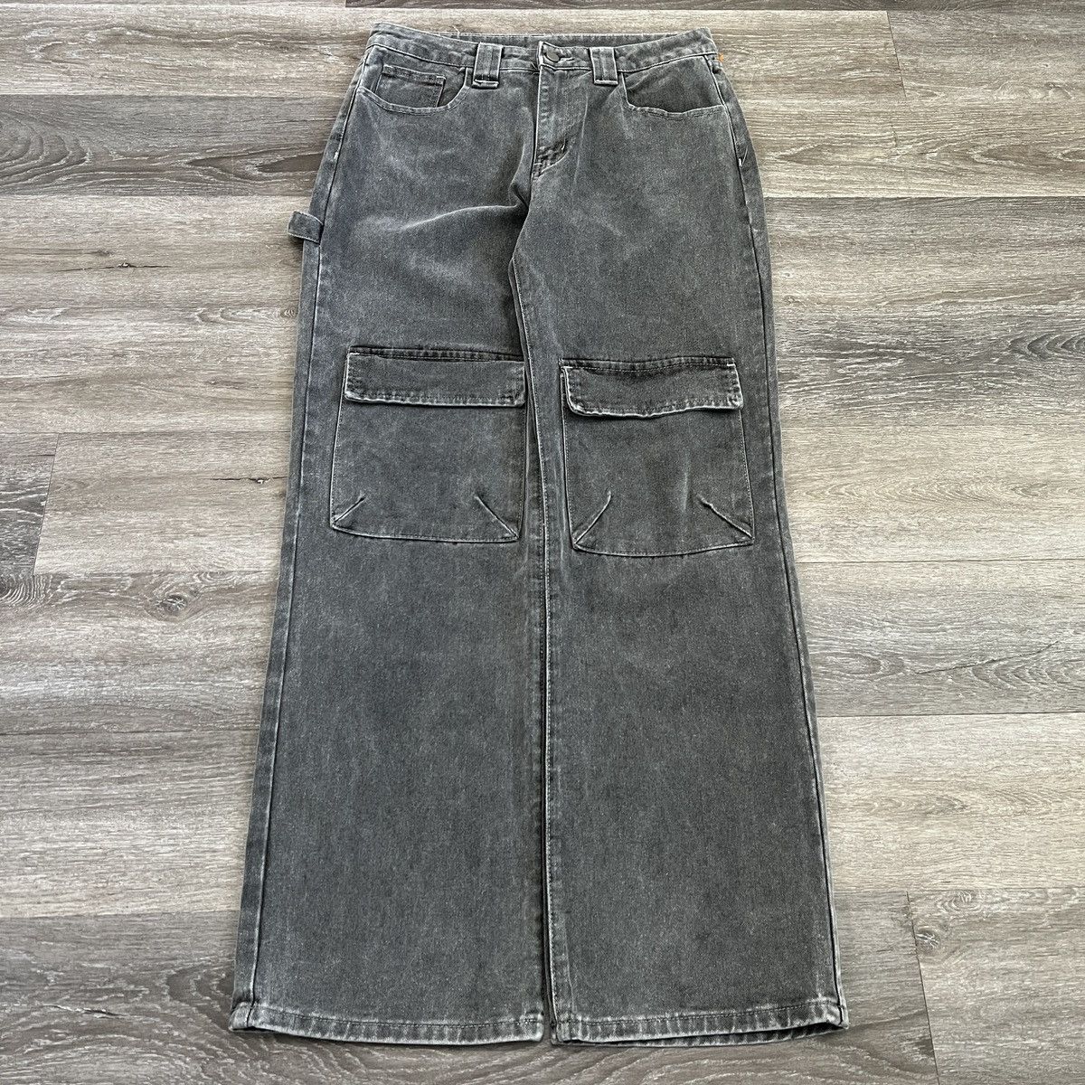 Japanese Brand × StraightFaded × Vintage Crazy Vintage Y2K faded black Double knee pocket baggy jeans Size US 32 / EU 48 - 1 Thumbnail