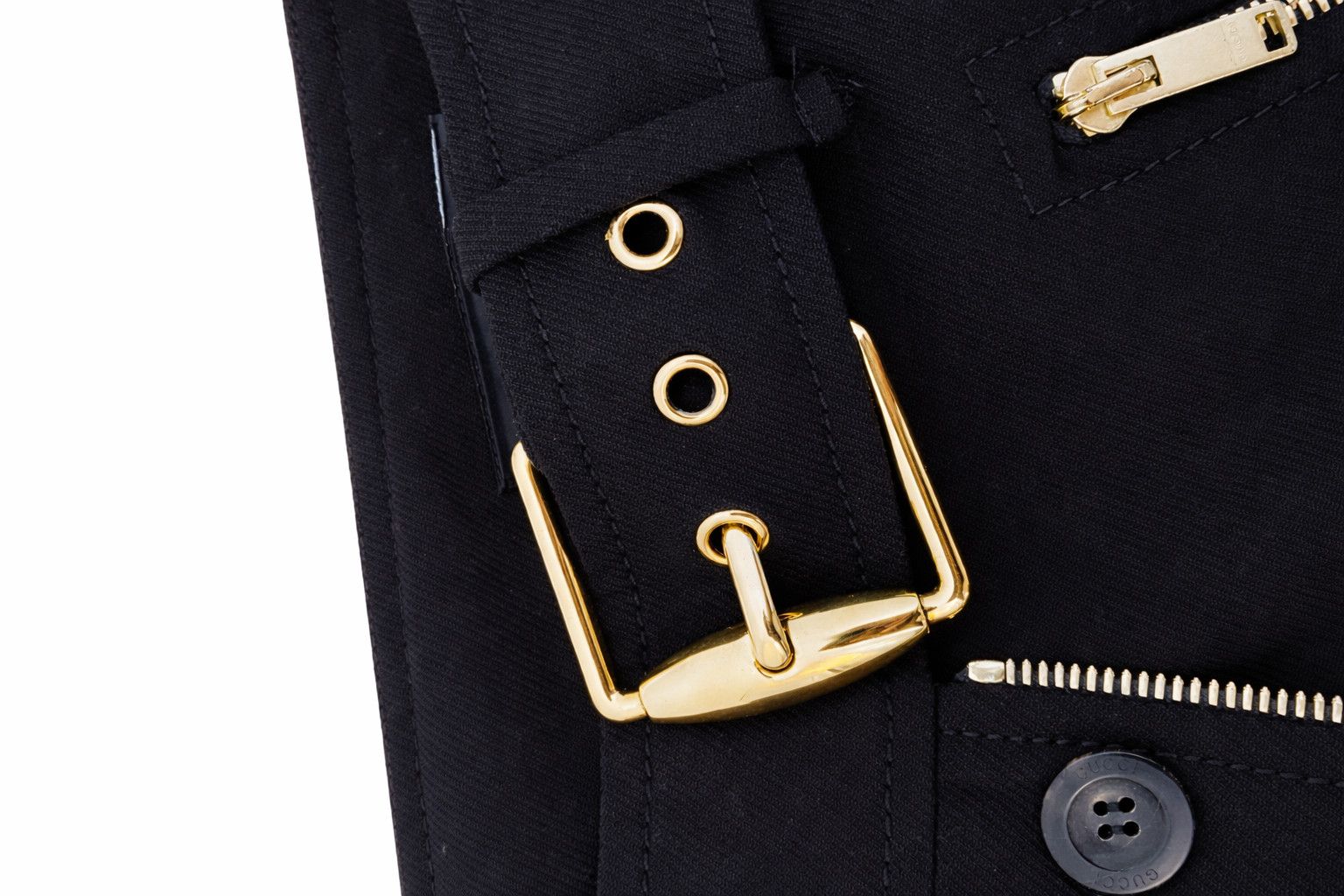 Gucci Gucci Black Mini Skirt Gold Hardware Zippers Belt Skirt Size 32" / US 10 / IT 46 - 10 Thumbnail