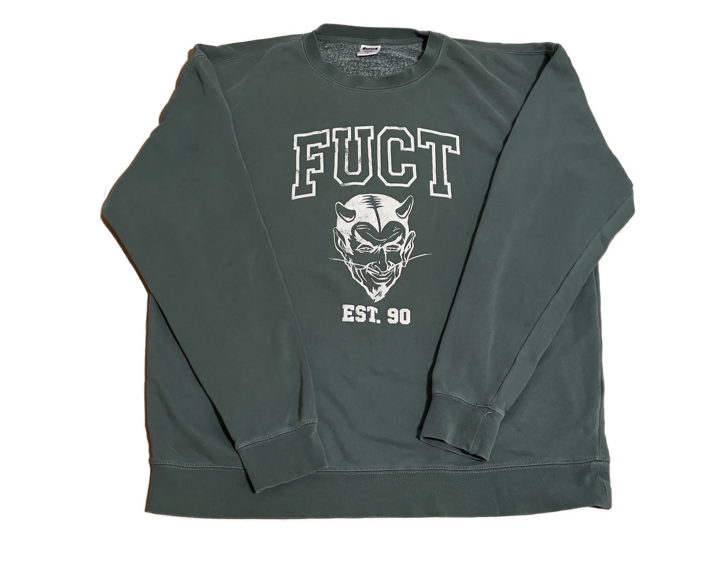 image of Fuct Academy Logo Devil Crewneck in Green, Men's (Size XL)