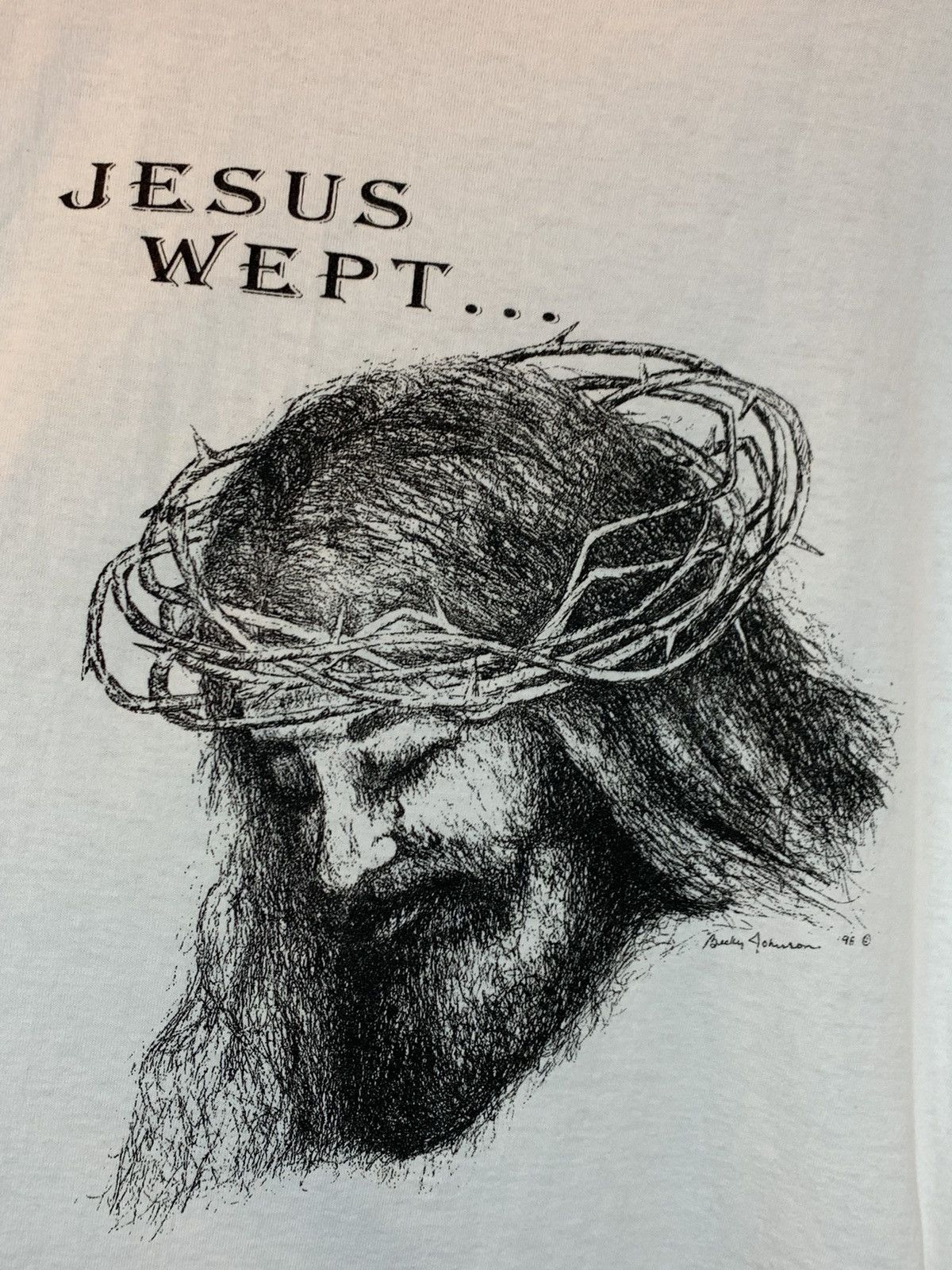 Vintage RARE* Vintage 90’s Jesus Wept Single Stitch Art Christ Shirt Size US L / EU 52-54 / 3 - 2 Thumbnail
