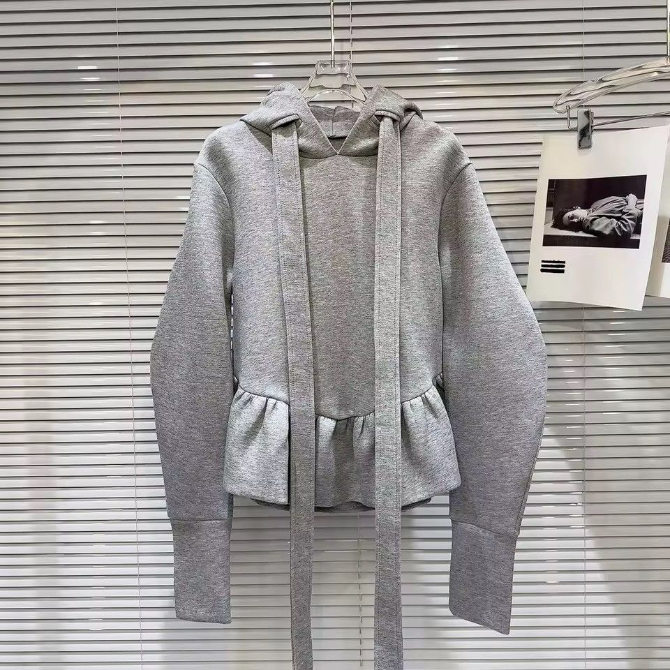 Other Designer Bandage Ruffles Gray Cute Sweatshirt Hoodie Size M / US 6-8 / IT 42-44 - 5 Thumbnail