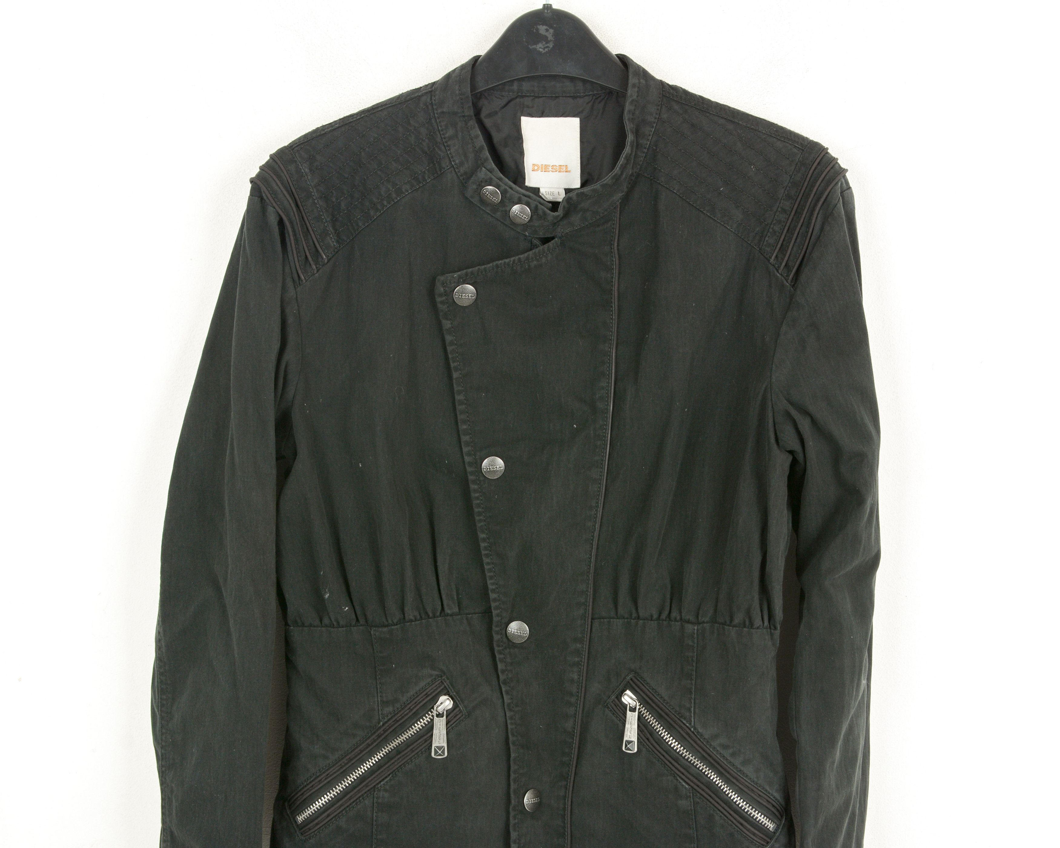 Diesel Jacket Women L Coat Waisted Blazer Cotton Denim Biker Moto Size L / US 10 / IT 46 - 2 Thumbnail