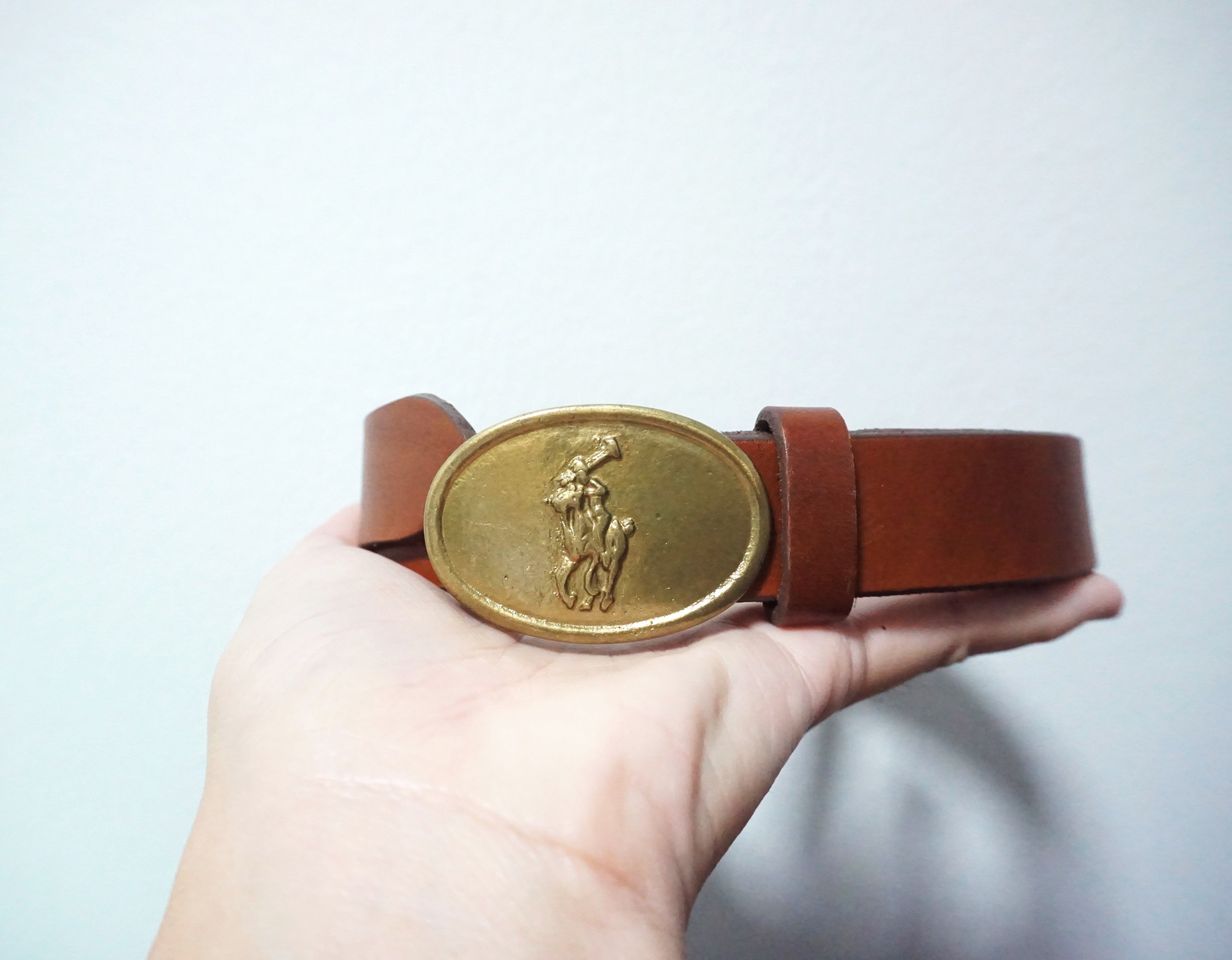 Vtg Kids Polo Ralph Lauren Belt Brown Leather