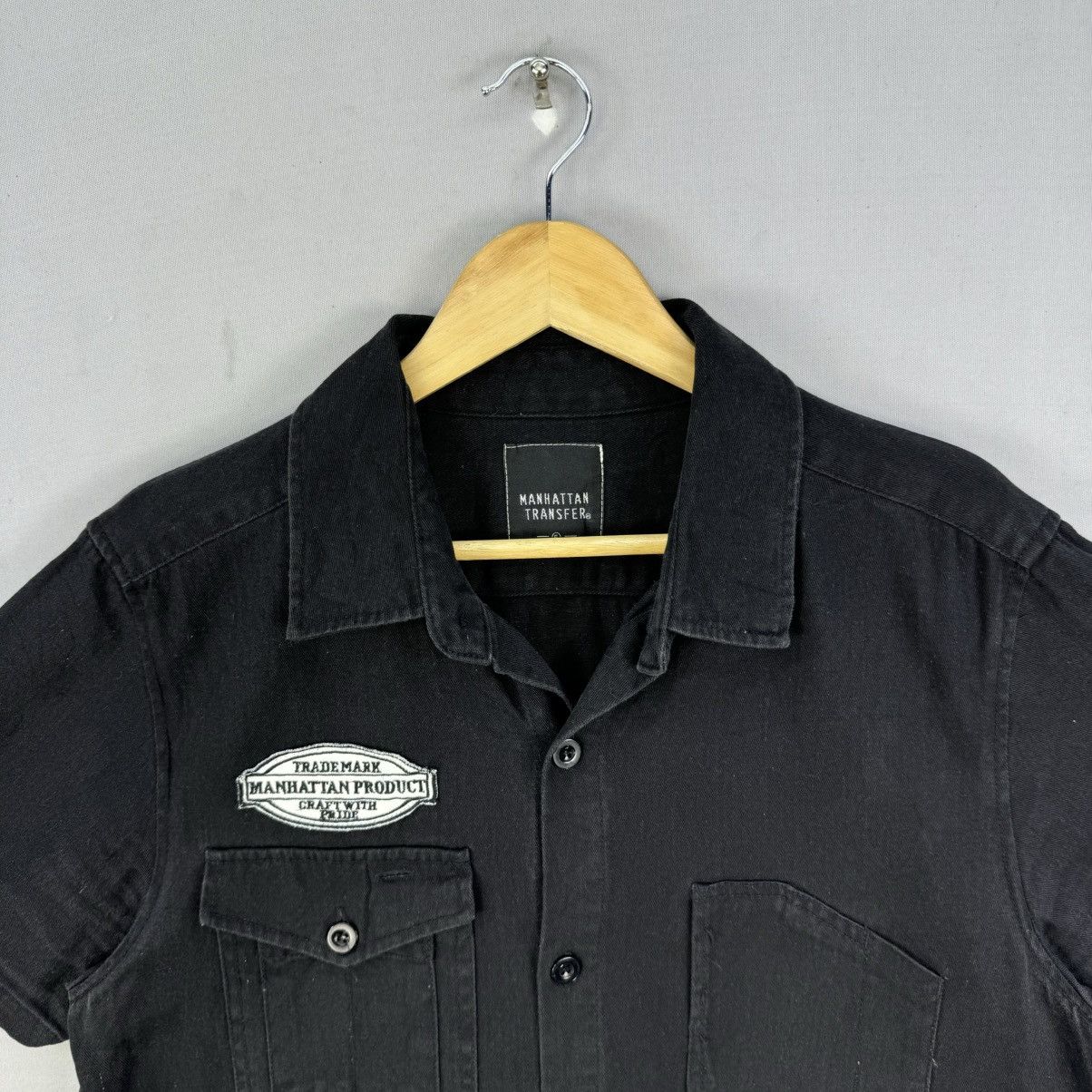 Japanese Brand Manhattan Short Sleeve Work Shirt Size US M / EU 48-50 / 2 - 2 Thumbnail