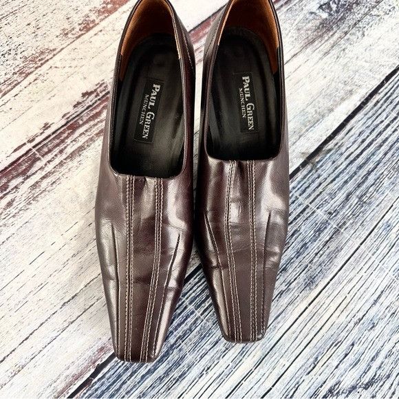 Other Vintage Paul Green Dark Brown Leather Mid-Heel Dress Shoes Size US 8.5 / IT 38.5 - 3 Thumbnail