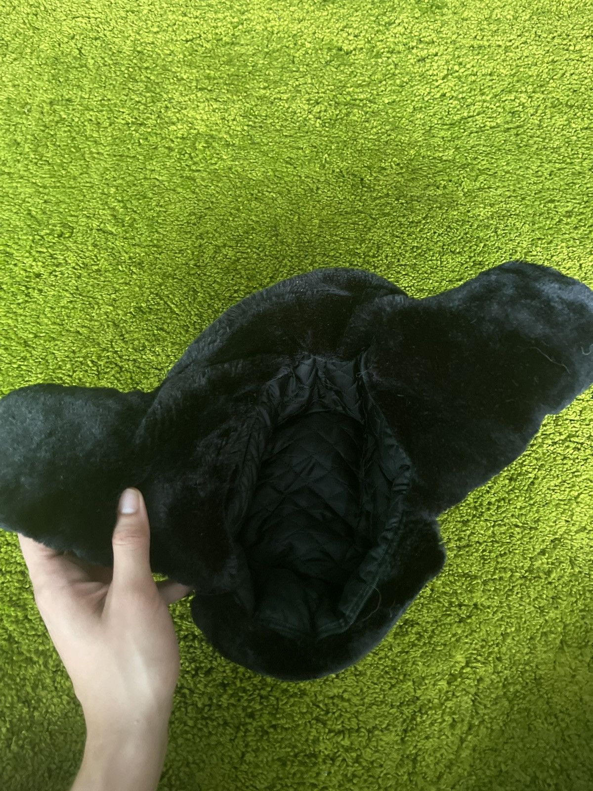 Designer Y2K fuzzy faux fur Ushanka trapper / checker hat Japanese Size 30 - 6 Thumbnail
