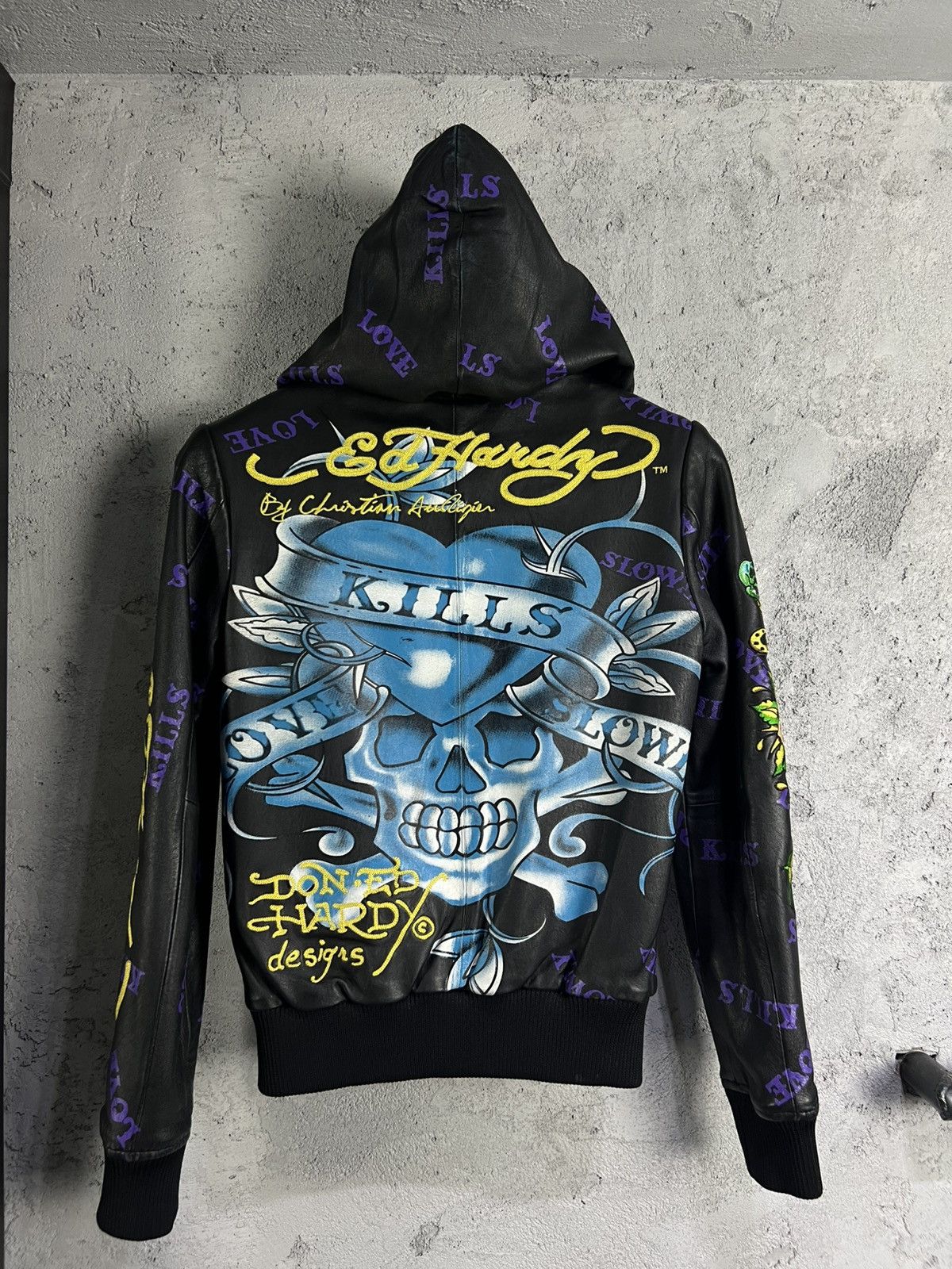 Ed Hardy Vintage Ed Hardy leather jacket "Love Kills Slowly" S Size XS / US 0-2 / IT 36-38 - 8 Thumbnail