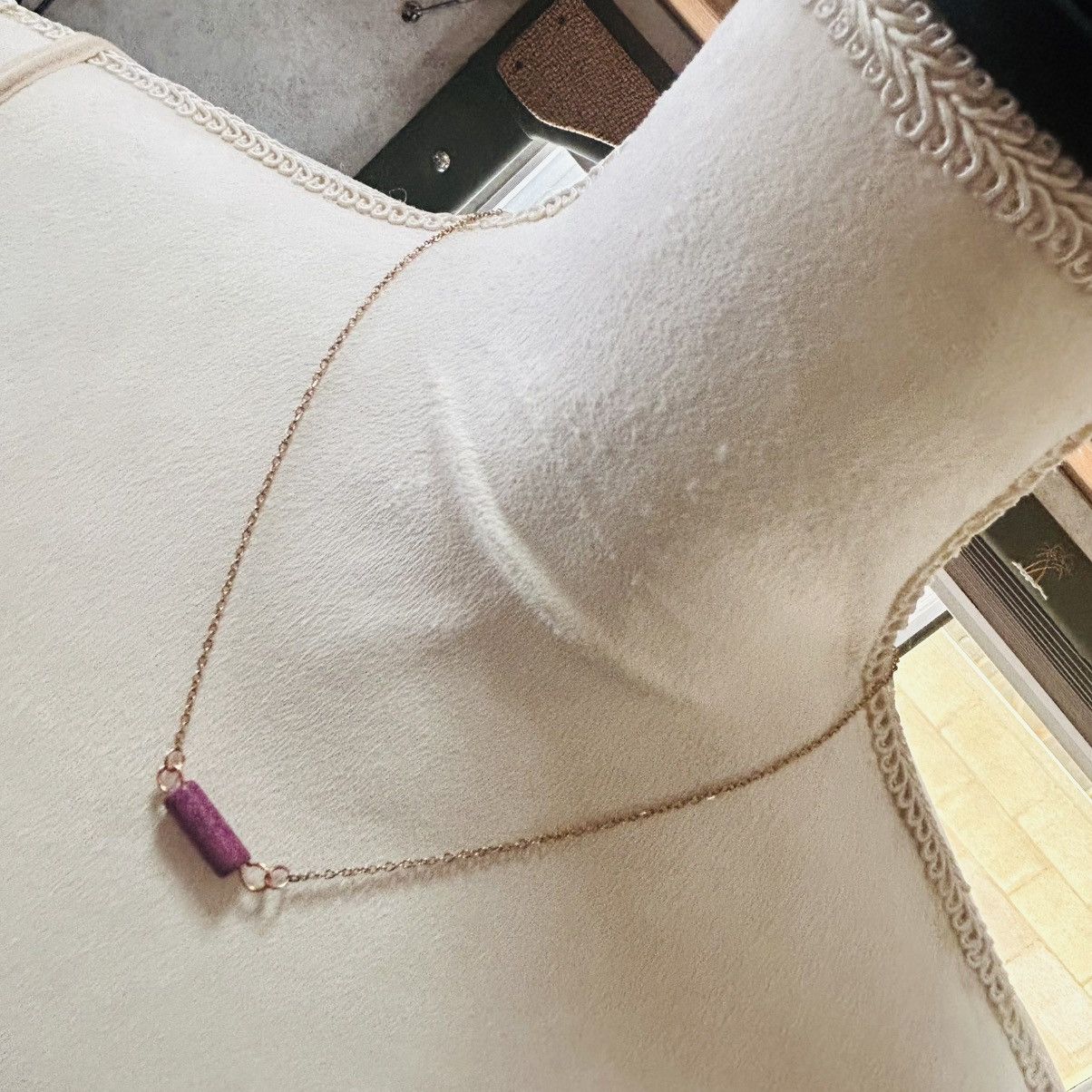 Handmade Handcrafted plum painted bar pendant on chain necklace Size ONE SIZE - 1 Thumbnail