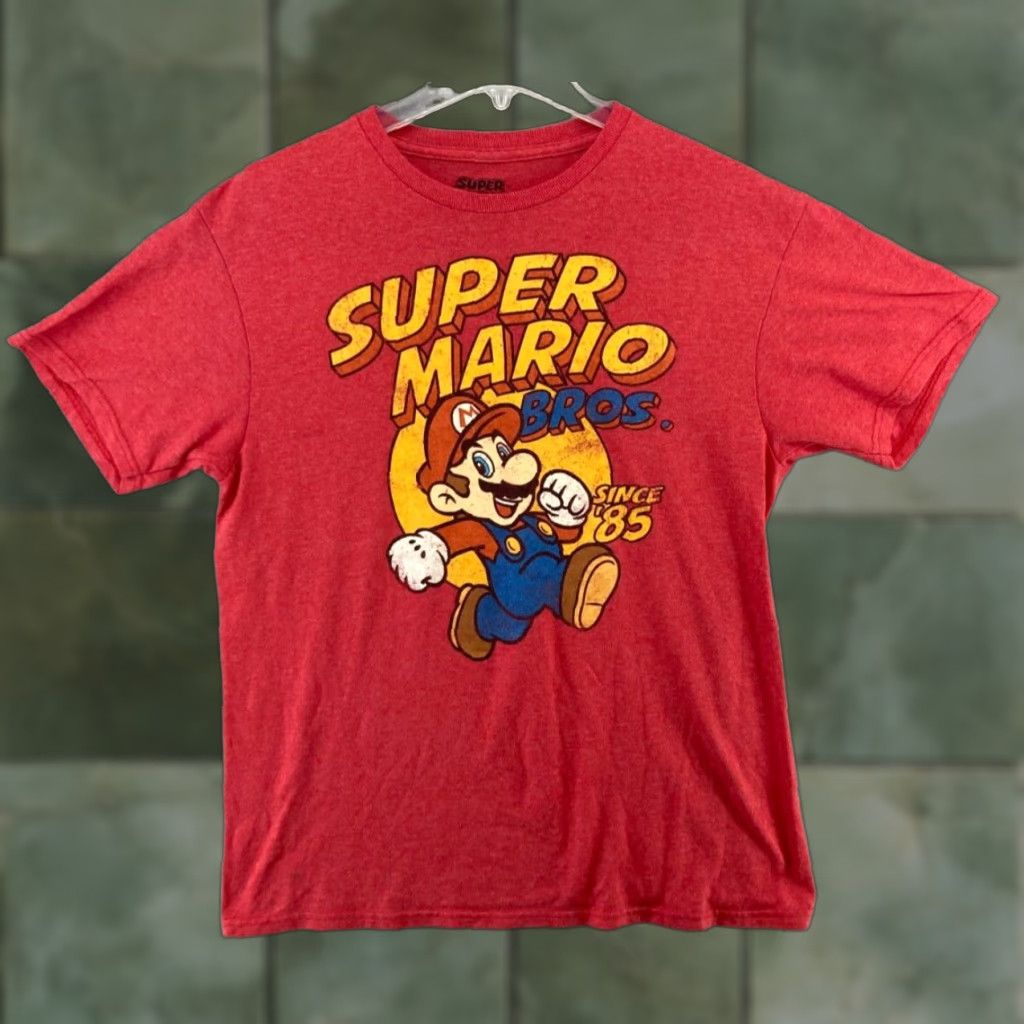 Nintendo Super Mario Mens TShirt Classic Shirt M Red Nintendo Mario Crew Neck Cotton Blend Jersey Short Sleeve 90s Theme Mens Size US M / EU 48-50 / 2 - 1 Thumbnail