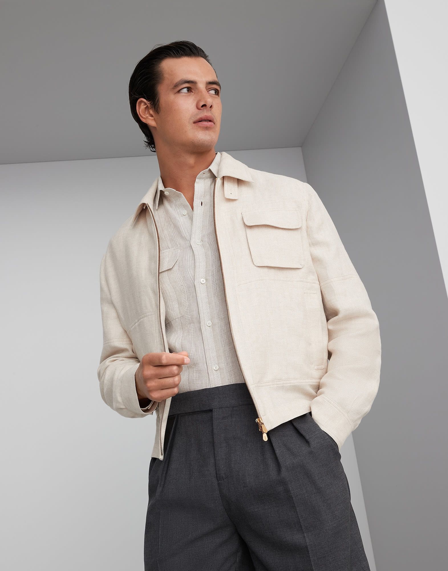 Brunello Cucinelli Jacket in Light Beige Size US S / EU 44-46 / 1 - 3 Thumbnail