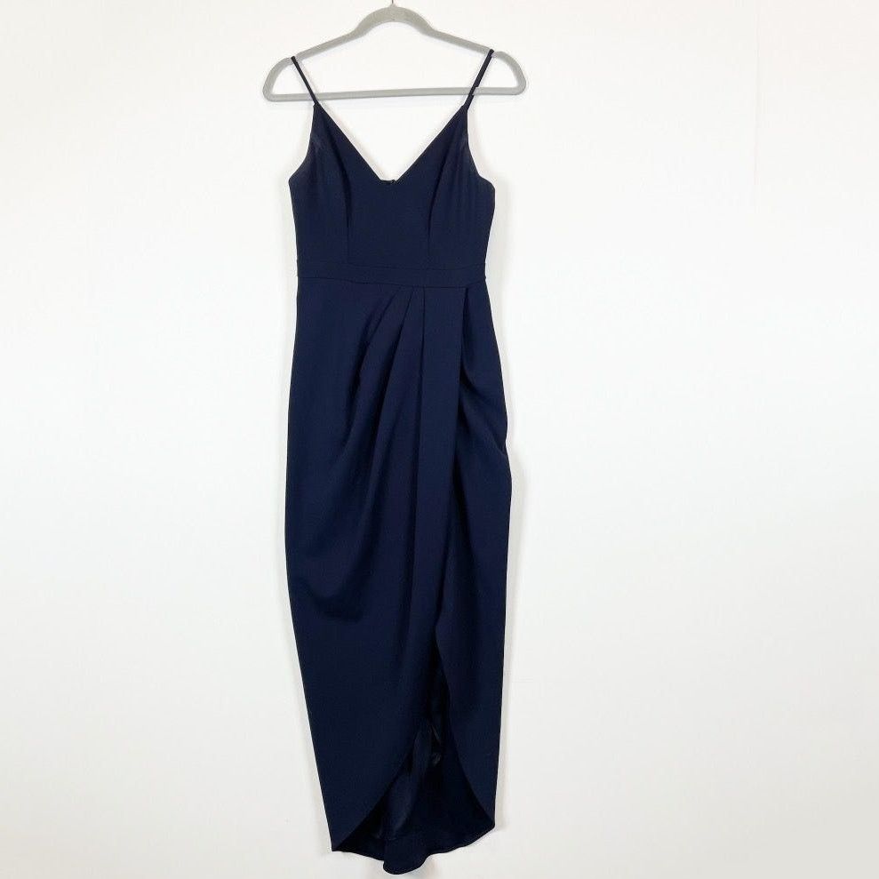 Anthropologie New BHLDN Lyra V-Neck Faux-Wrap Stretch Crepe Midi Dress Size M / US 6-8 / IT 42-44 - 6 Thumbnail