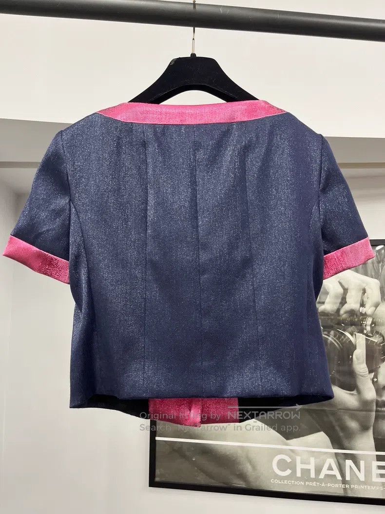 Chanel Chanel 22K blue and pink colour block short-sleeved cardig Size XS / US 0-2 / IT 36-38 - 3 Thumbnail