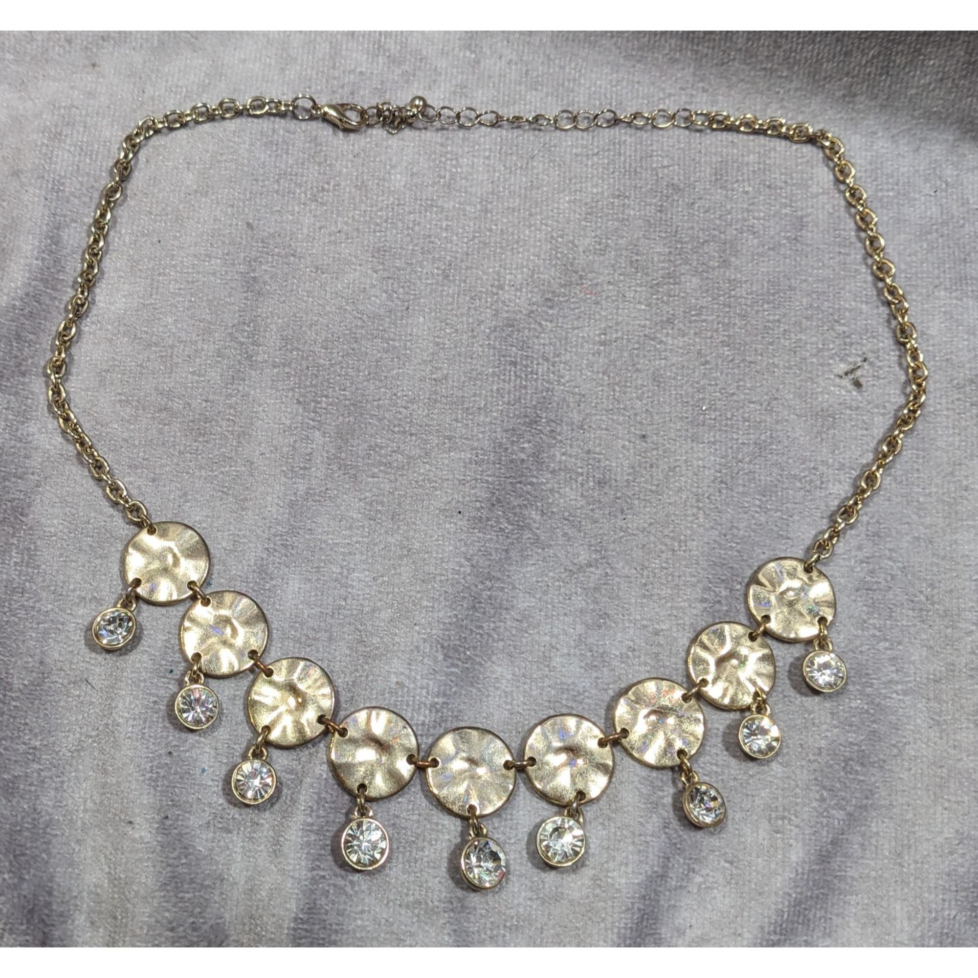 Other Brutalist Glam Gold Tone Charm Rhinestone Necklace Size ONE SIZE - 6 Thumbnail