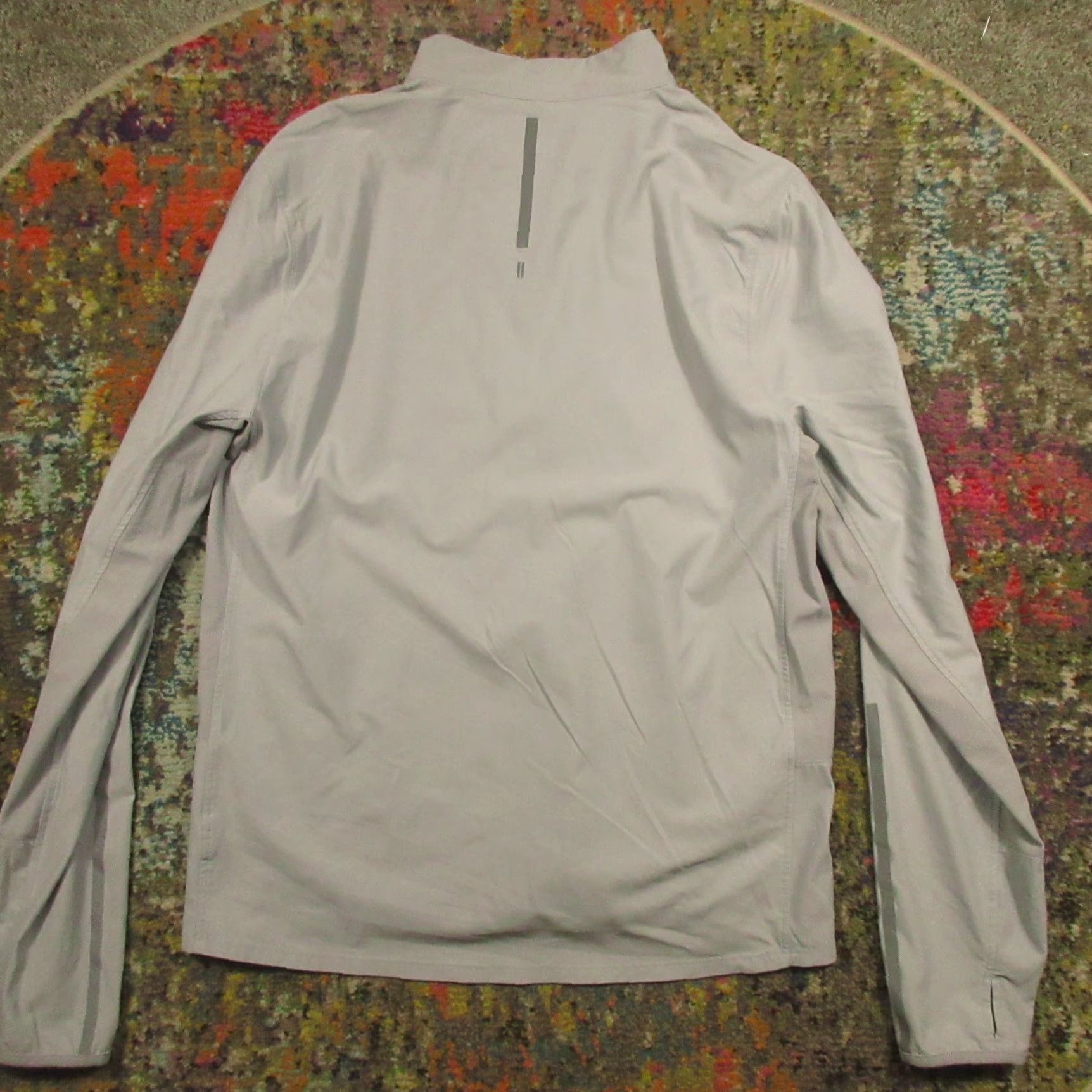 Vintage No Bull Jacket Mens Large Gray Performance Stretch Mock Reflective Running Hoodie Zip Pockets Windbreaker Size US L / EU 52-54 / 3 - 2 Thumbnail