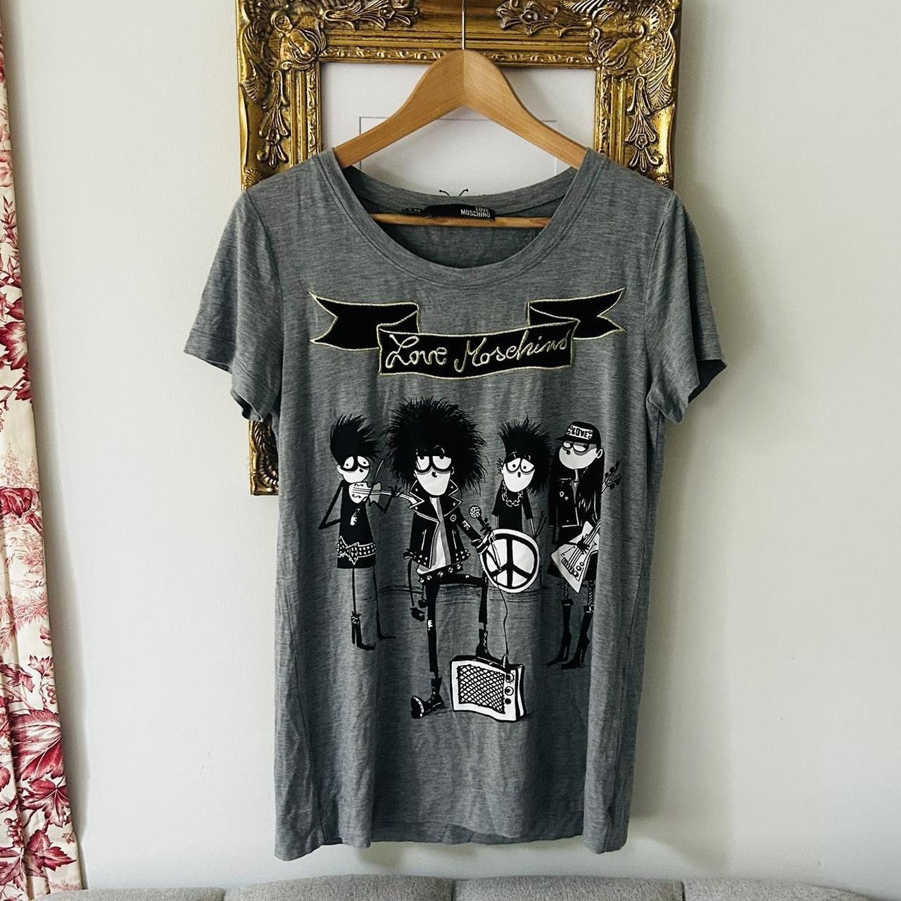 Love Moschino Love Moschino Punk Goth Rock Band Short Sleeve Gray T-shirt Size M / US 6-8 / IT 42-44 - 1 Thumbnail