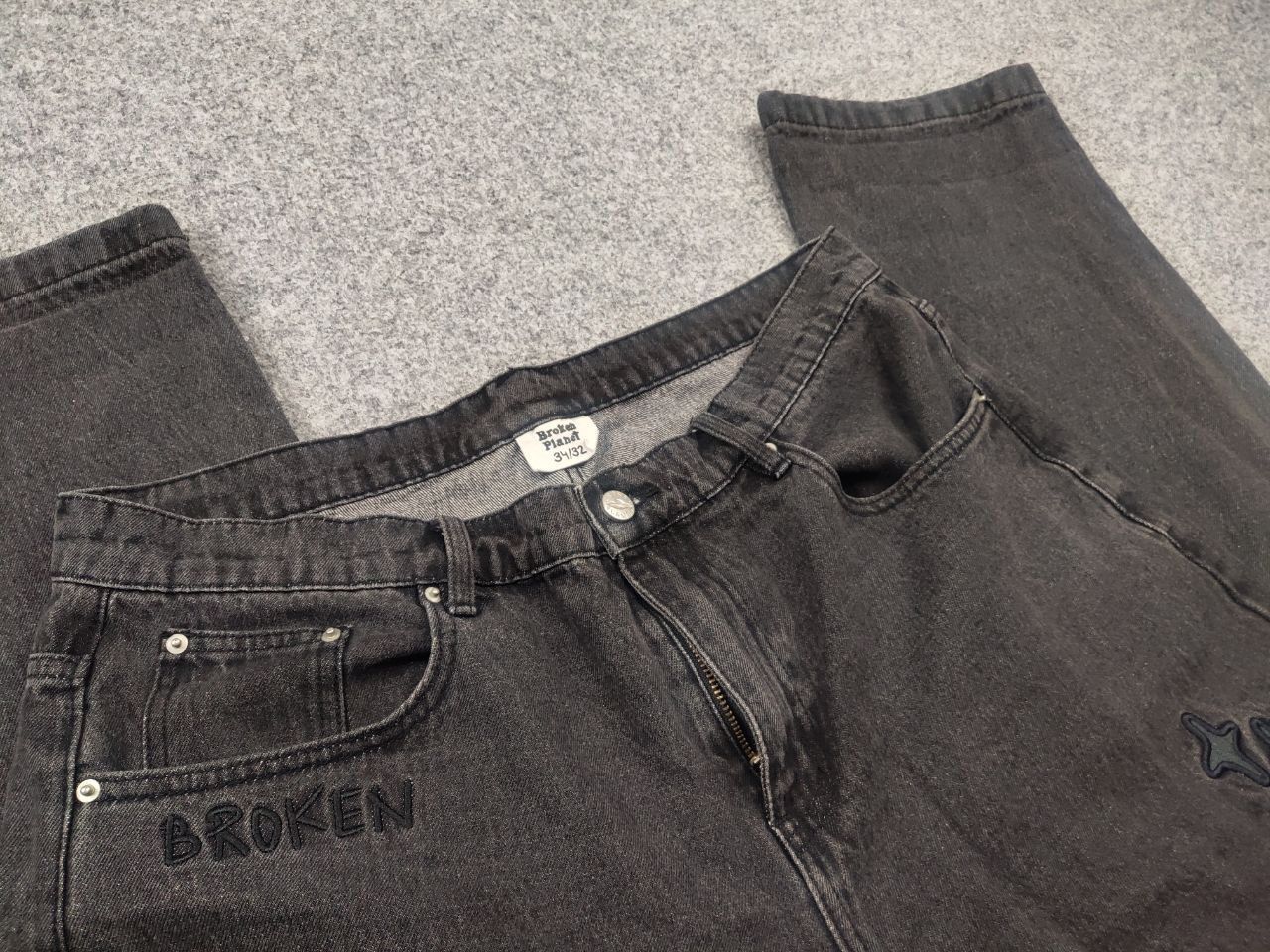 Broken Planet Broken Planet Market carpenter Dark Gray Star Denim Jeans Size US 34 / EU 50 - 8 Thumbnail