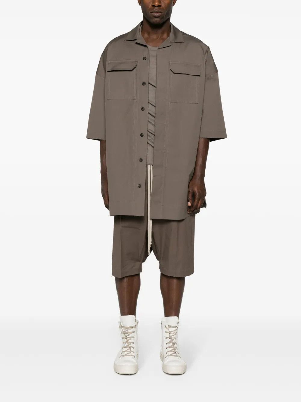 Rick Owens o1y0325 Solid Color Shirt in Taupe Size US M / EU 48-50 / 2 - 5 Thumbnail