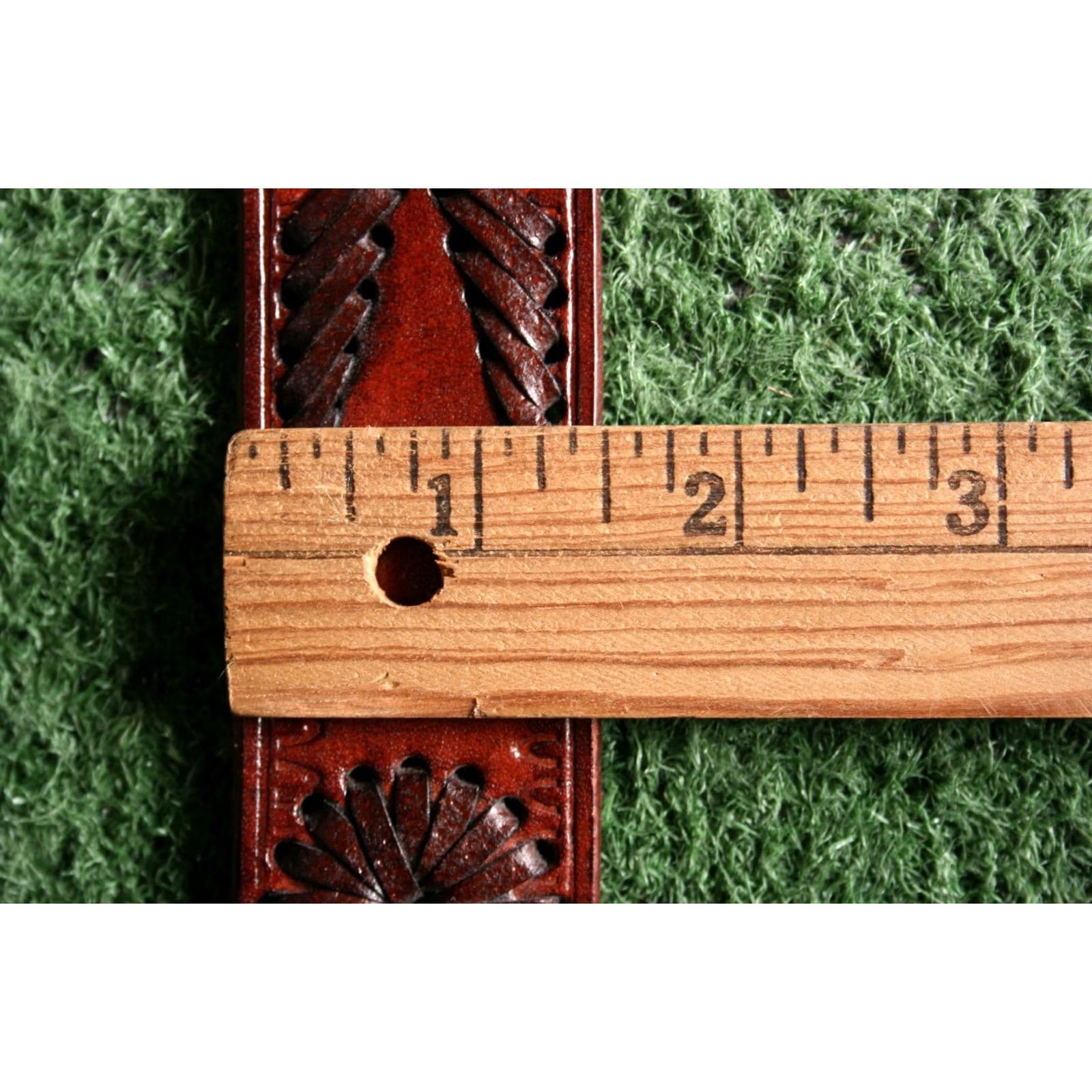 Vintage VINTAGE B-LOW THE BELT Belt Men 32 Reddish Brown Leather Tooled & Braided No Buckle Size 32 - 6 Thumbnail