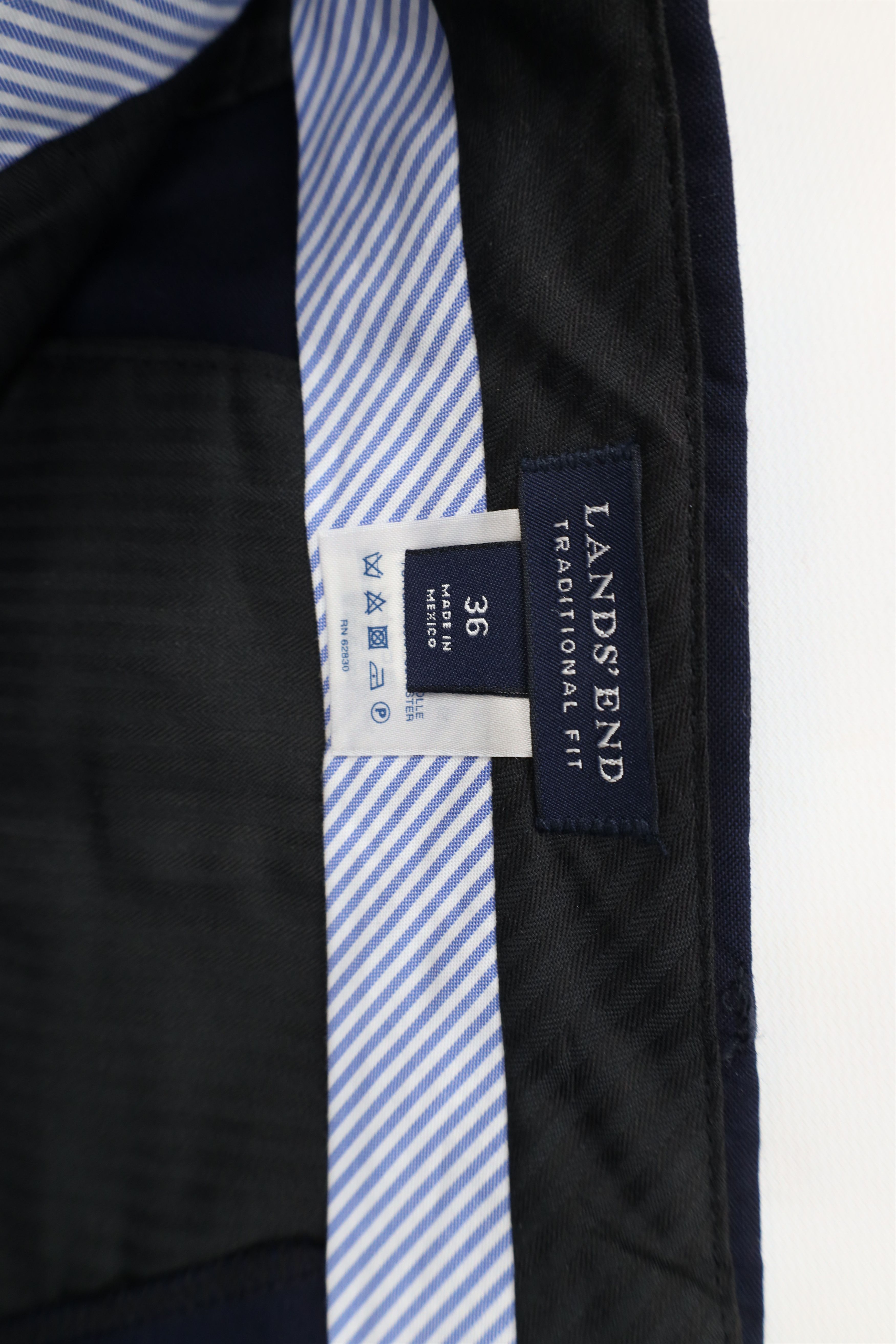 Lands' End Vintage 90s Lands End Knit Wide Leg Chino Pants Navy Blue Size US 36 / EU 52 - 6 Thumbnail