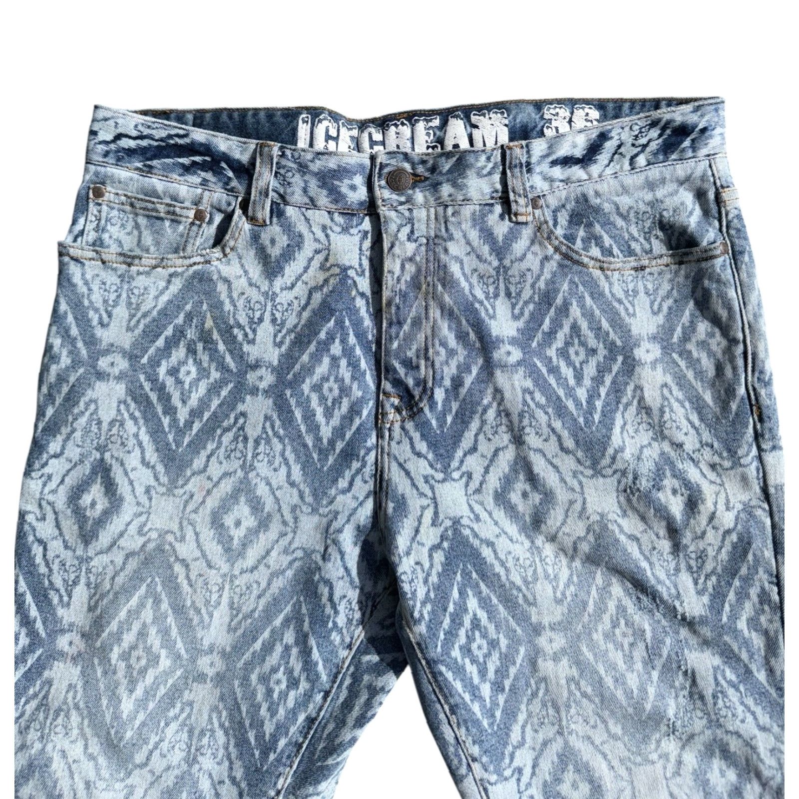 Billionaire Boys Club VINTAGE Billionaire Boys Club BBC Y2K Drip Aztec Jeans Sz 36 Regular Blue 36 RARE Men Jeans Straight Mens Size US 36 / EU 52 - 2 Thumbnail