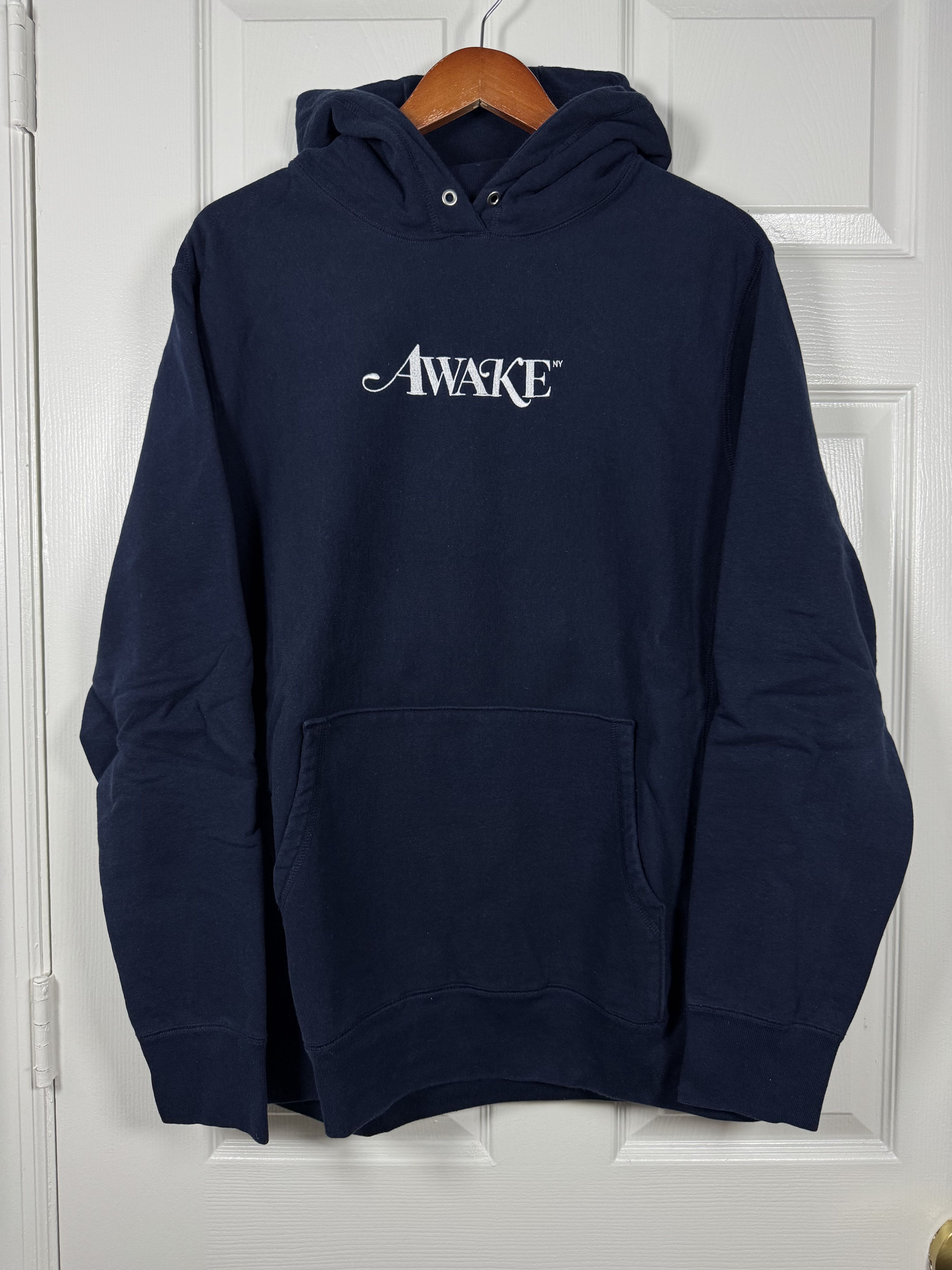 Awake Classic Logo Hoodie Navy Blue Large