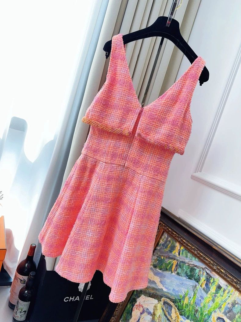 Chanel Chanel 24C early spring series peach pink fine flash plaid Size XXS / US 00 / IT 34 - 2 Thumbnail