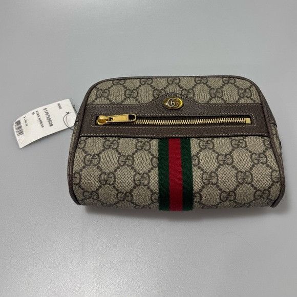 Gucci Gucci Ophidia Small GG Supreme Canvas Leather Bag Beige Brow Size ONE SIZE - 1 Thumbnail