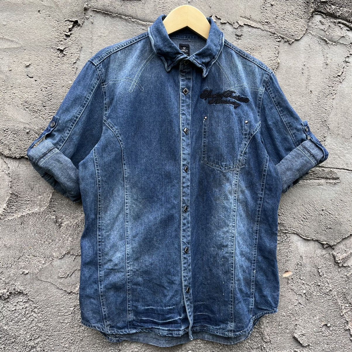 Japanese Brand Semantic design Biker shirt Blue indigo Hidden Pocket Size US L / EU 52-54 / 3 - 1 Thumbnail