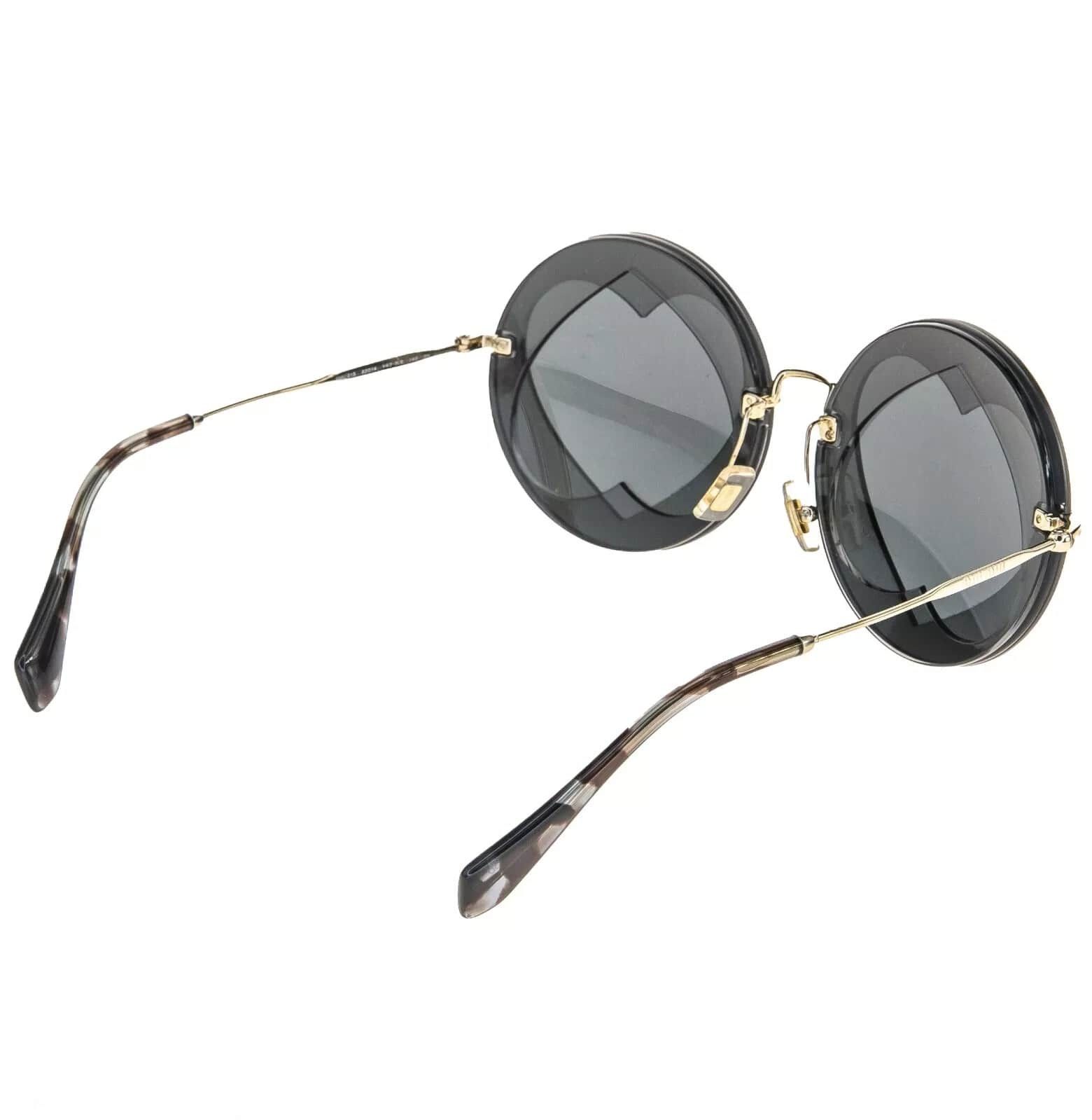 Miu Miu MIU MIU 01S Overlapping Game Gold Black Mirror Round Mu01SS Size ONE SIZE - 7 Thumbnail