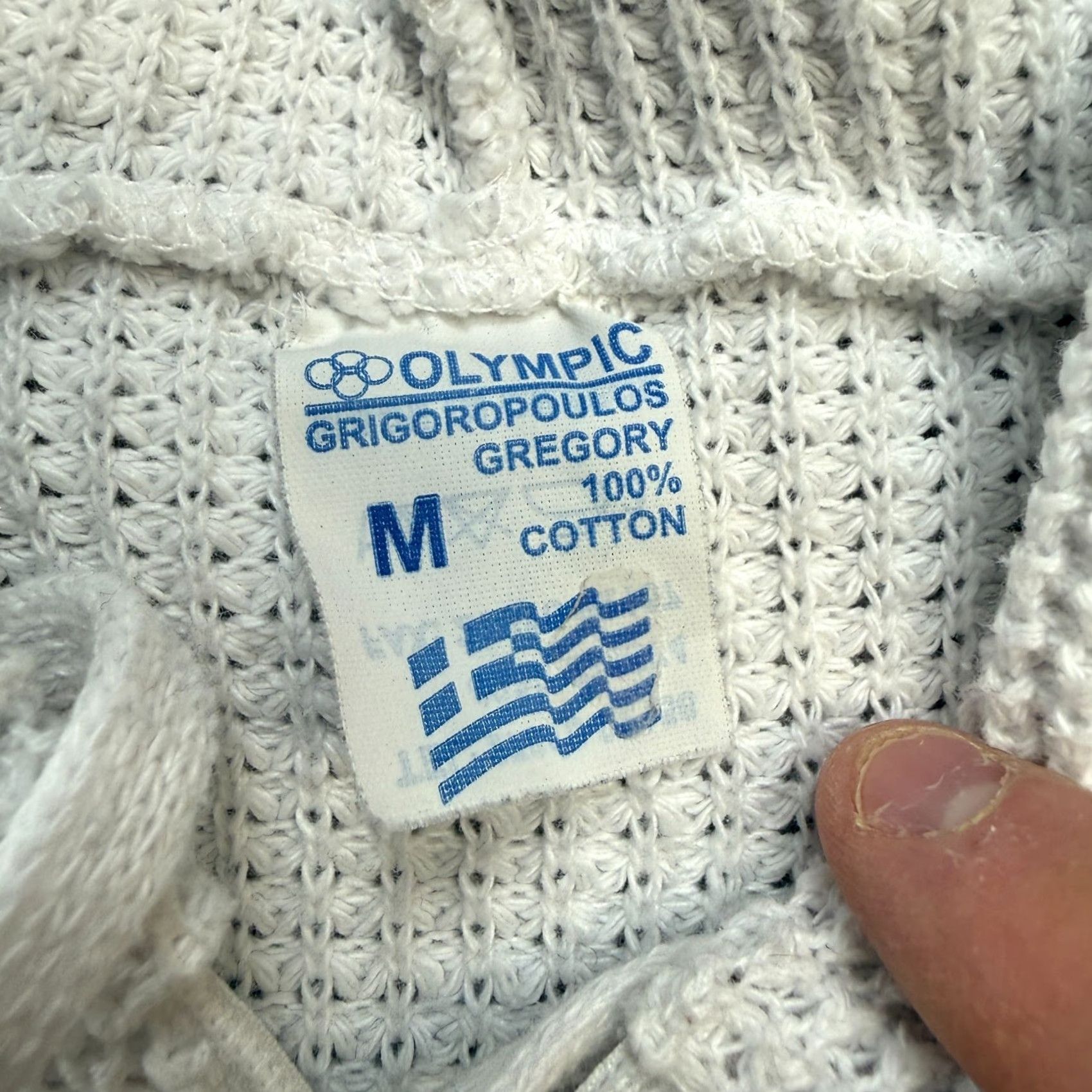 Gregory VINTAGE Olympic Grigoropoulos Gregory Sweater Hoodie Womens M White Waffle Knit Pockets Full Zip Knit Cotton Casual Size M / US 6-8 / IT 42-44 - 4 Thumbnail