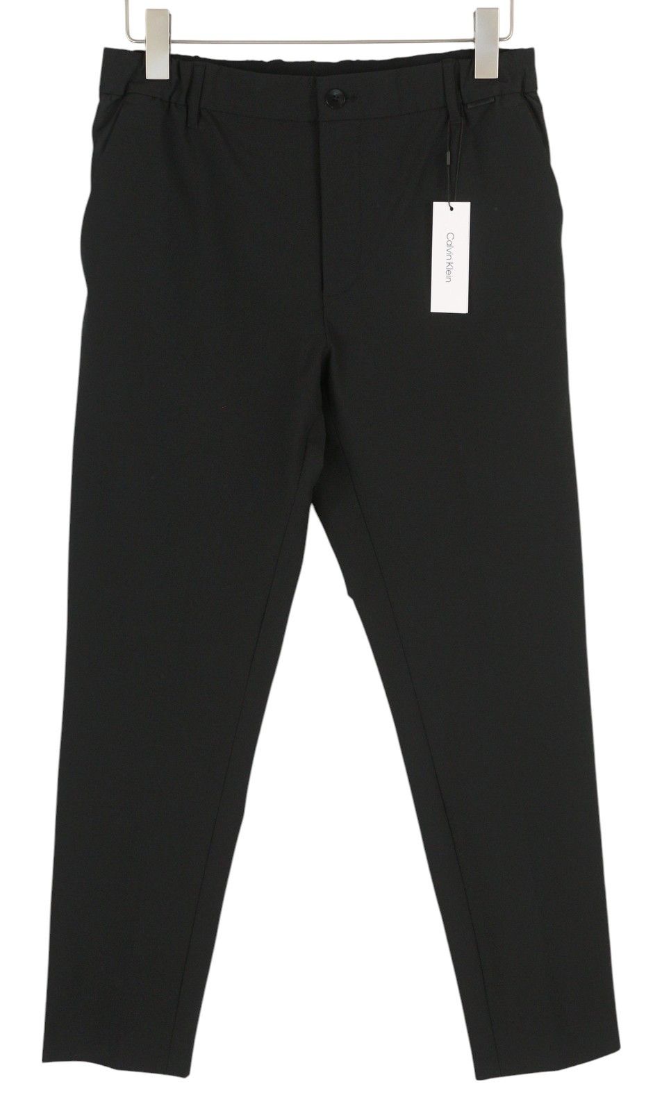 Calvin Klein CRINKLE TECH STRETCH L Black Elastic Waist Pants 84979 Size US 34 / EU 50 - 1 Thumbnail