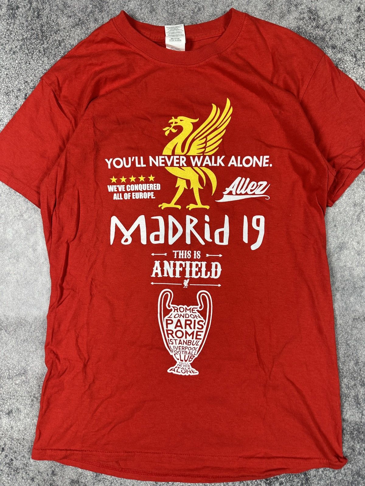 Vintage Liverpool UEFA Final 2019 T-shirt Streetwear football S Size US S / EU 44-46 / 1 - 2 Thumbnail