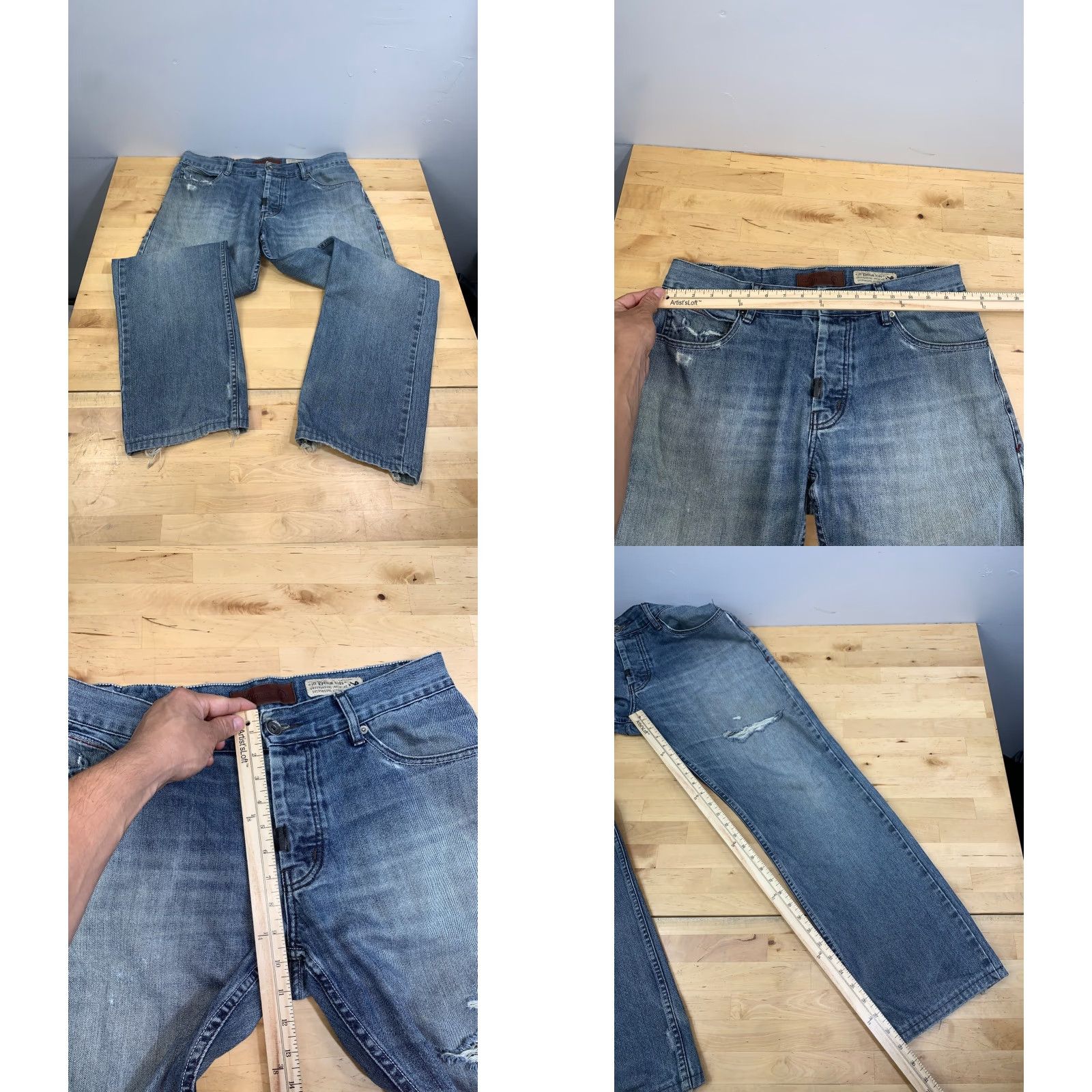 Denime LRG Jeans Denim Straight Jeans Mens 34x29 Blue Denim Dusted Medium Wash Pockets Easy Care 12092 Regular Fit Size US 34 / EU 50 - 8 Thumbnail