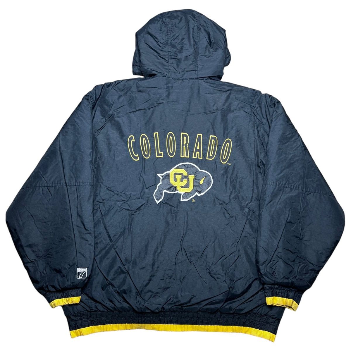 1990s NCAA Colorado Buffaloes Logo 7 Hooded Puffer Jacket