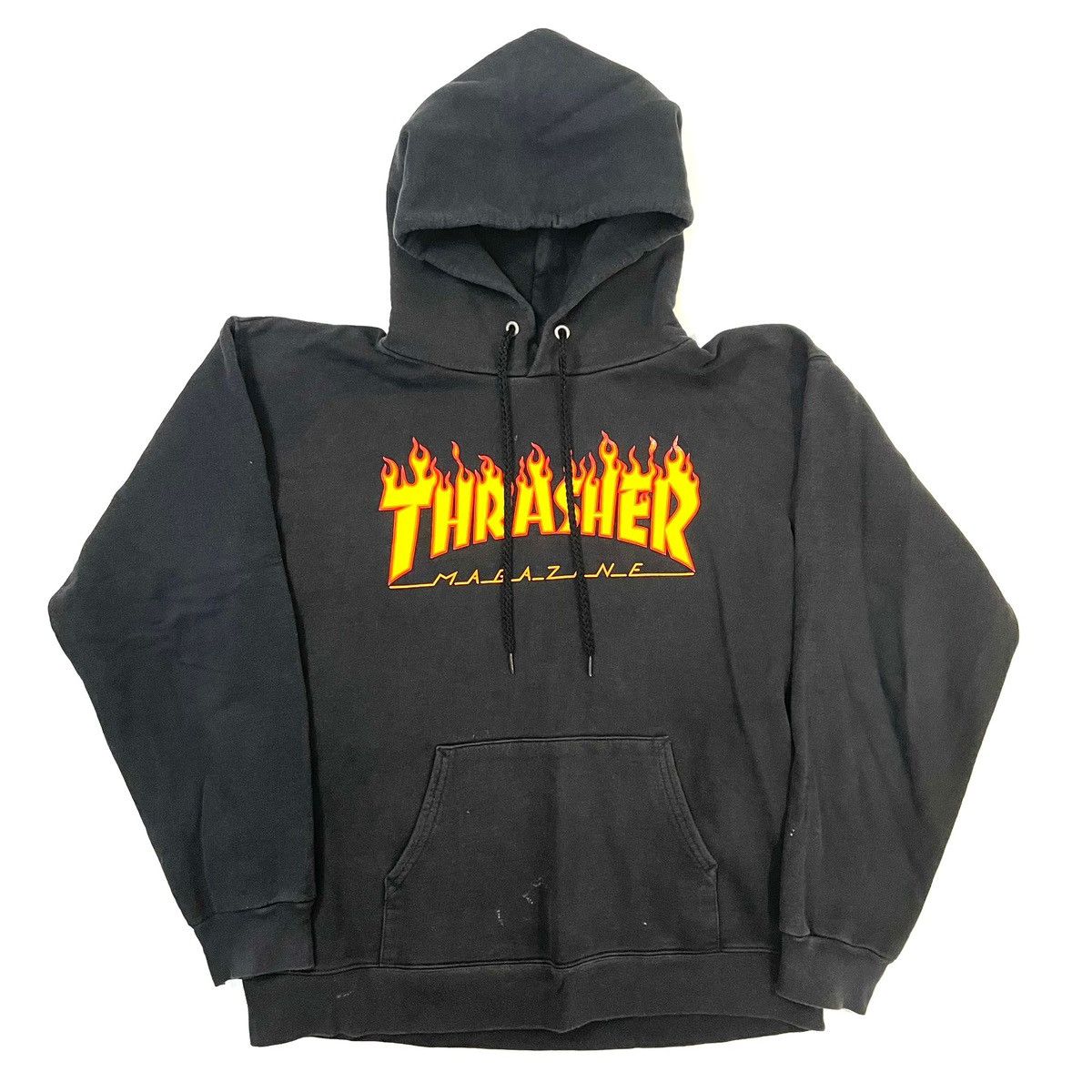Thrasher Magazine Black Hoodie Big Logo Spellout y2k skater