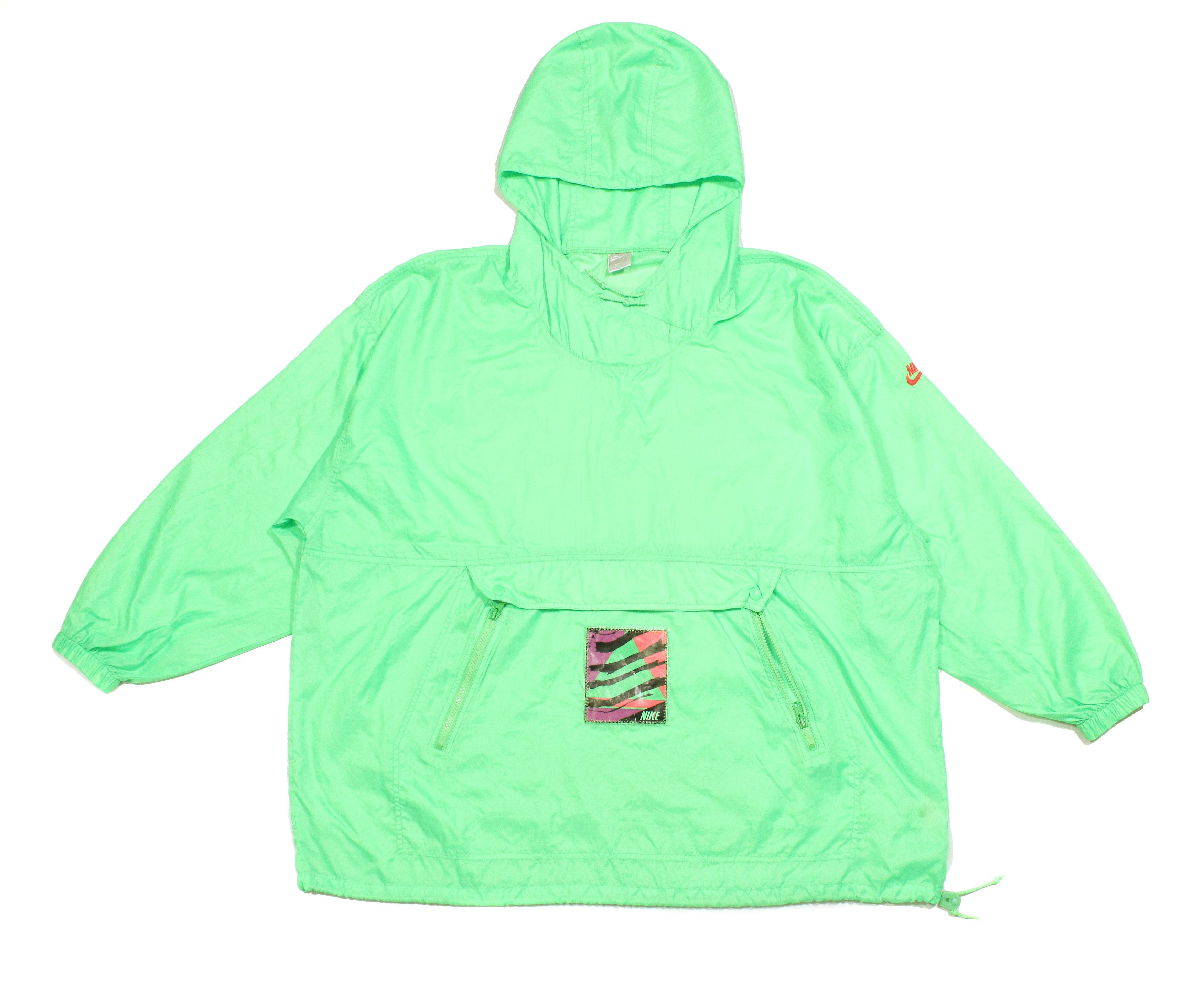 Nike 90S Logo Neon Green Nylon Anorak Jacket Size US L / EU 52-54 / 3 - 1 Thumbnail