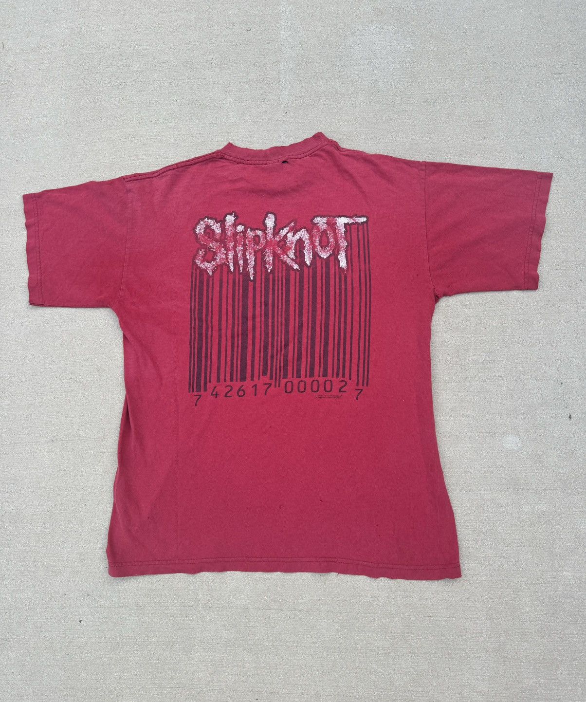 Band Tees × Slipknot × Vintage Thrashed 1999 SlipKnot Bar Code double sided Grail Rare 90s Size US L / EU 52-54 / 3 - 1 Thumbnail