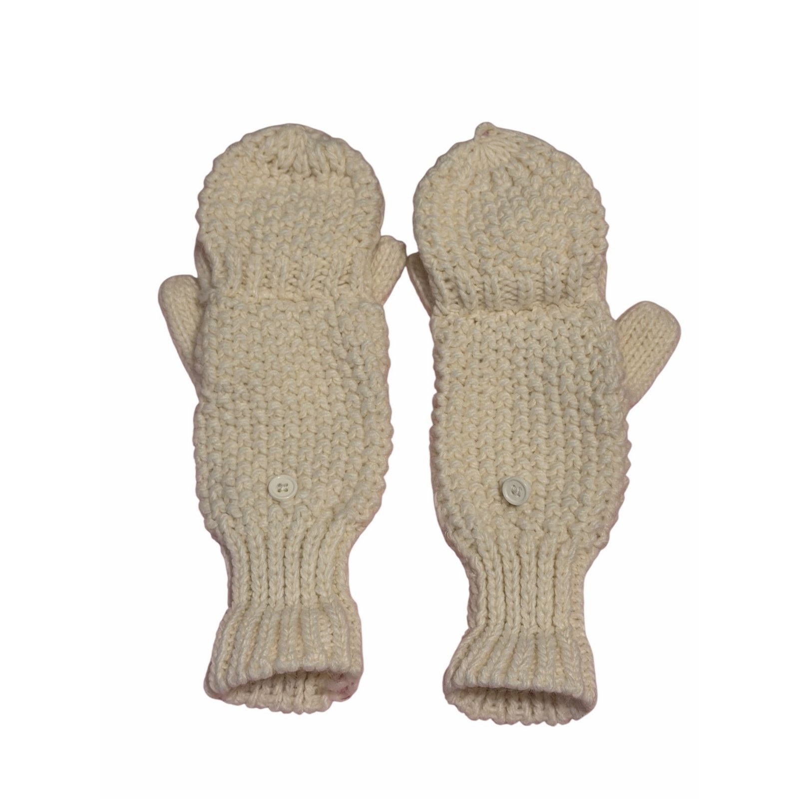 Other Women's White Solid Fuzzy Hand Knit Bird Mitten Gloves Size ONE SIZE - 1 Thumbnail