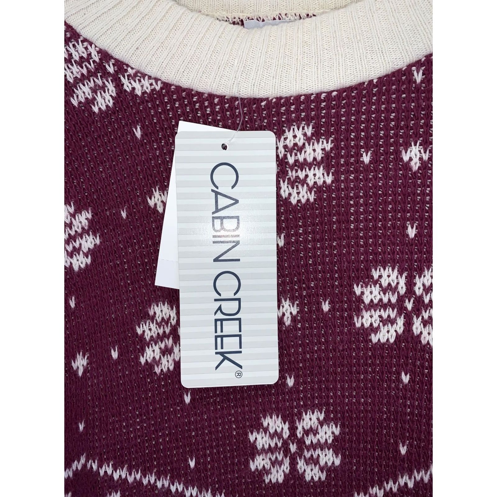 Vintage VINTAGE Cabin Creek Womens Snowflake Knit Sweater M Burgundy/Ivory 1990s Christmas NWT USA Mens? Size M / US 6-8 / IT 42-44 - 4 Thumbnail