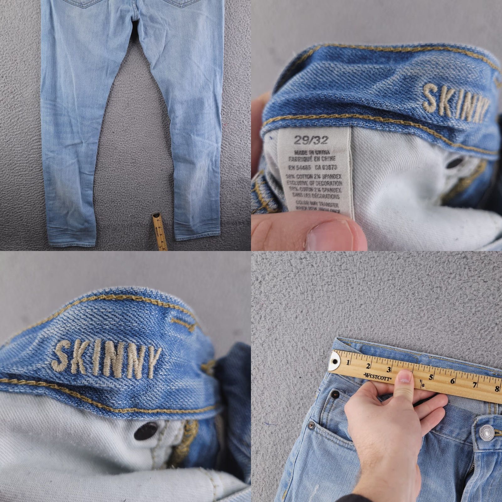 American Eagle Outfitters American Eagle Jeans Mens 29x31 Blue Distressed Skinny Light Wash Size US 29 - 8 Thumbnail